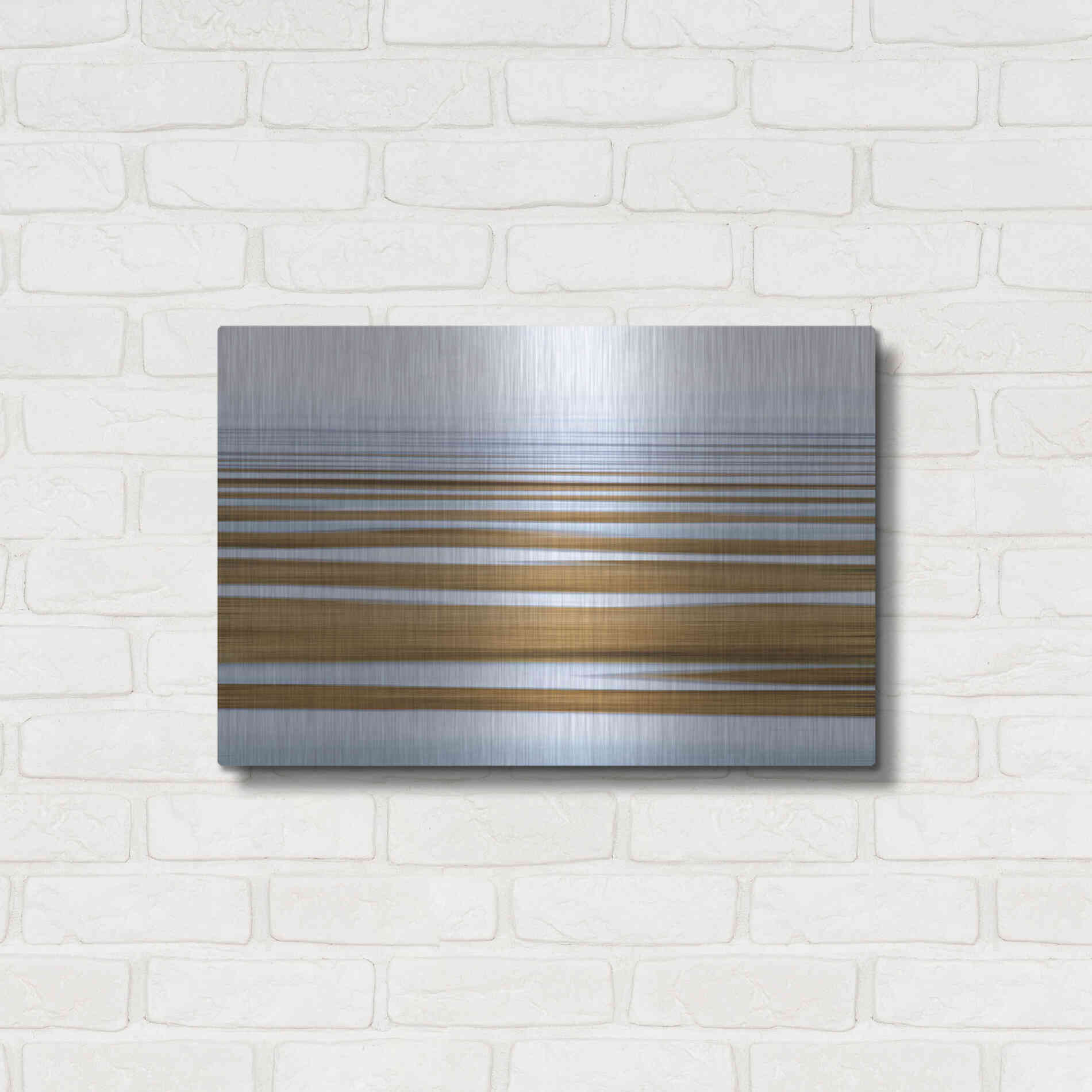 Luxe Metal Art 'Sand Flats in Fog' by Katherine Gendreau, Metal Wall Art,24x16