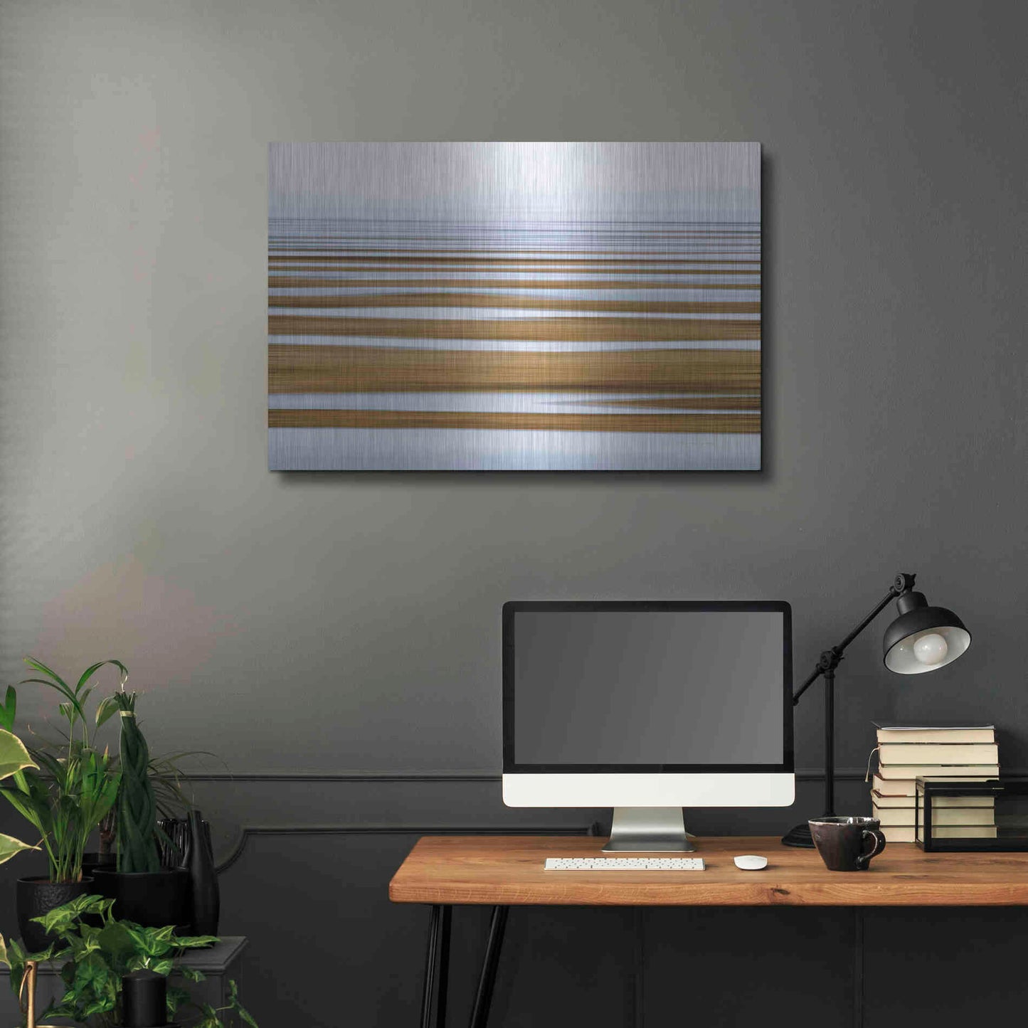 Luxe Metal Art 'Sand Flats in Fog' by Katherine Gendreau, Metal Wall Art,36x24