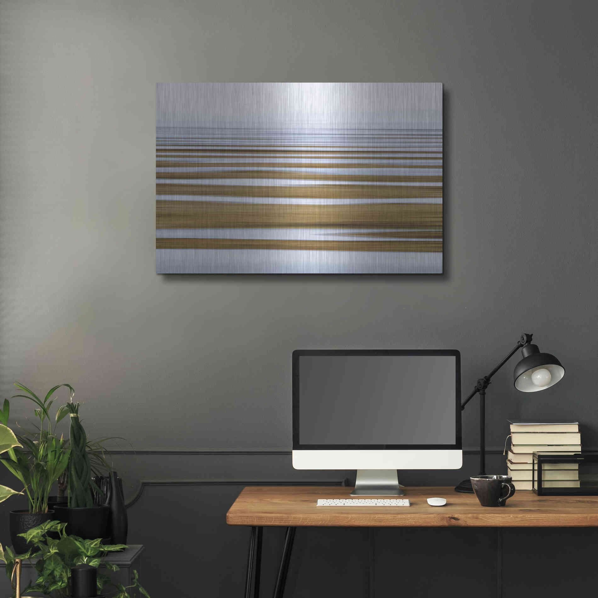 Luxe Metal Art 'Sand Flats in Fog' by Katherine Gendreau, Metal Wall Art,36x24