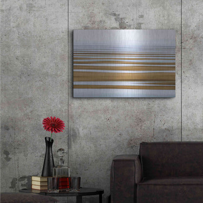 Luxe Metal Art 'Sand Flats in Fog' by Katherine Gendreau, Metal Wall Art,36x24