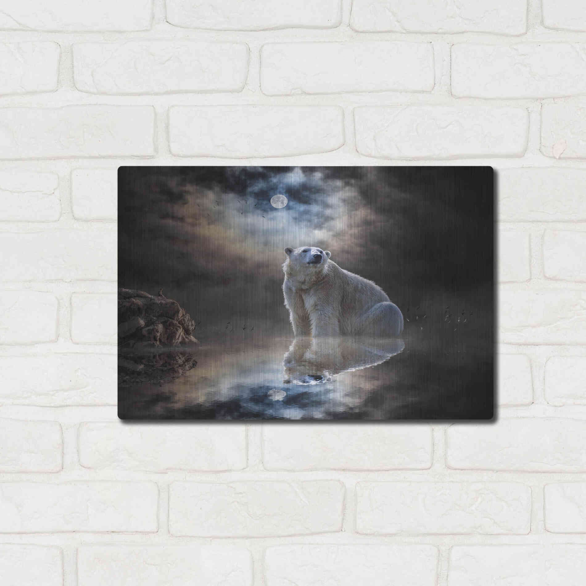 Luxe Metal Art 'Polar Bear Reflections' by Alan, Metal Wall Art,16x12
