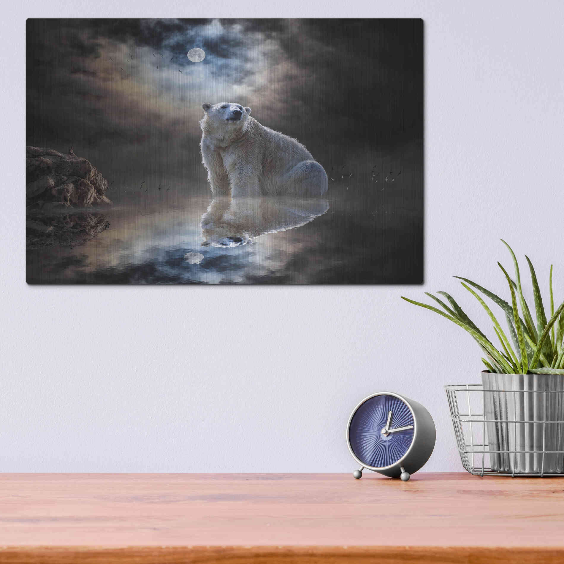 Luxe Metal Art 'Polar Bear Reflections' by Alan, Metal Wall Art,16x12