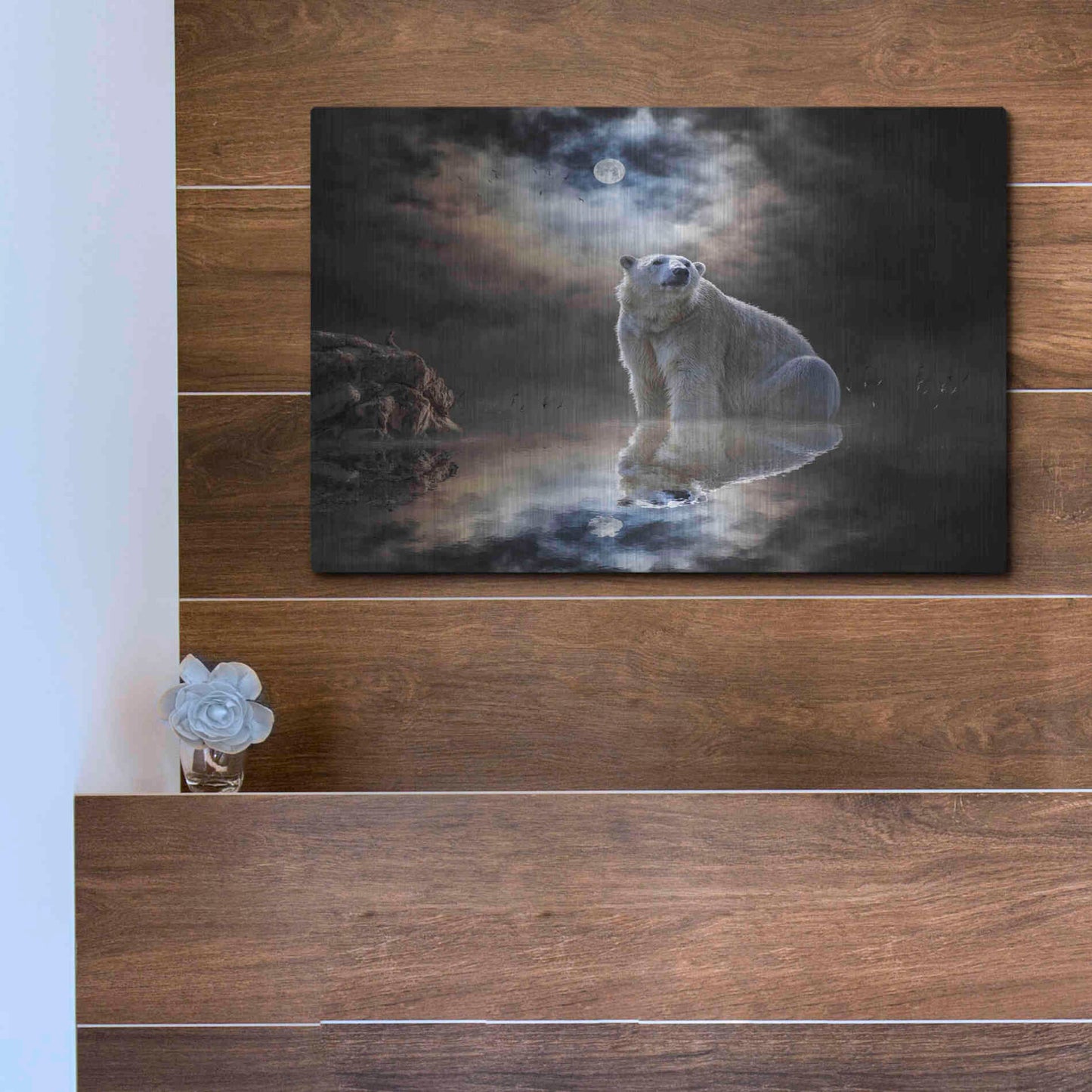 Luxe Metal Art 'Polar Bear Reflections' by Alan, Metal Wall Art,16x12