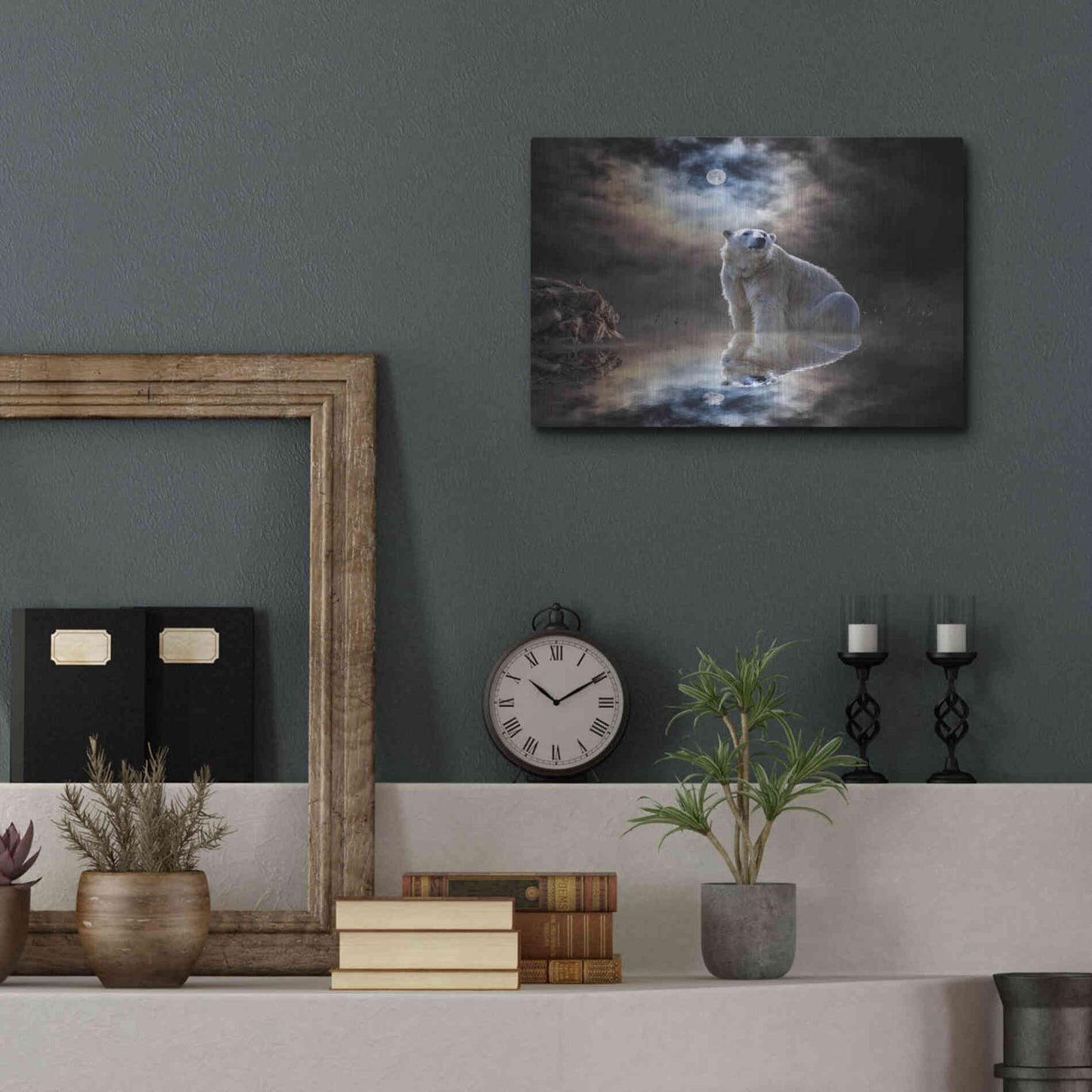 Luxe Metal Art 'Polar Bear Reflections' by Alan, Metal Wall Art,16x12