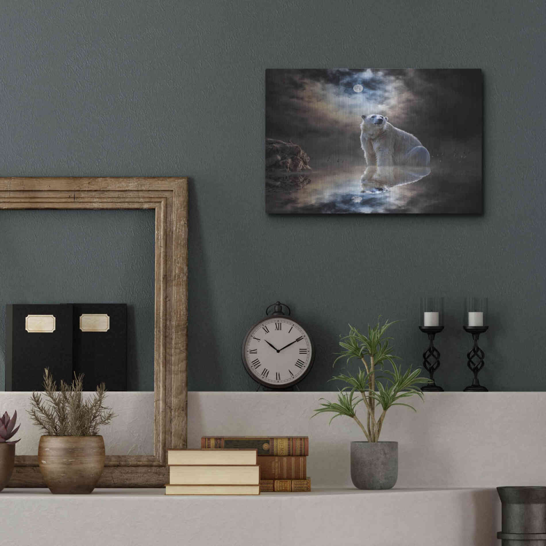 Luxe Metal Art 'Polar Bear Reflections' by Alan, Metal Wall Art,16x12