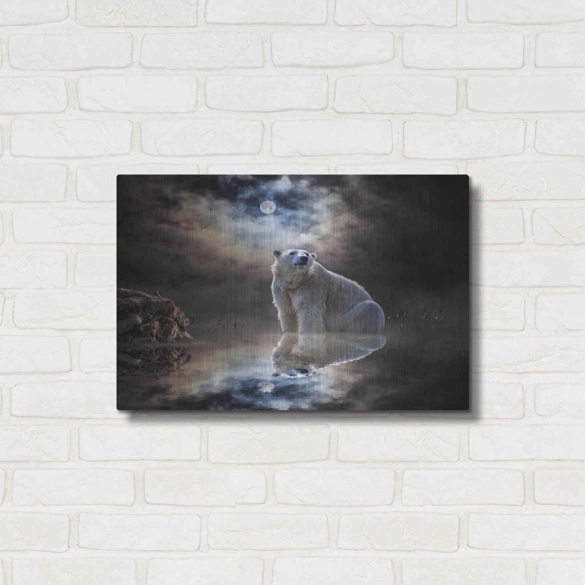 Luxe Metal Art 'Polar Bear Reflections' by Alan, Metal Wall Art,24x16