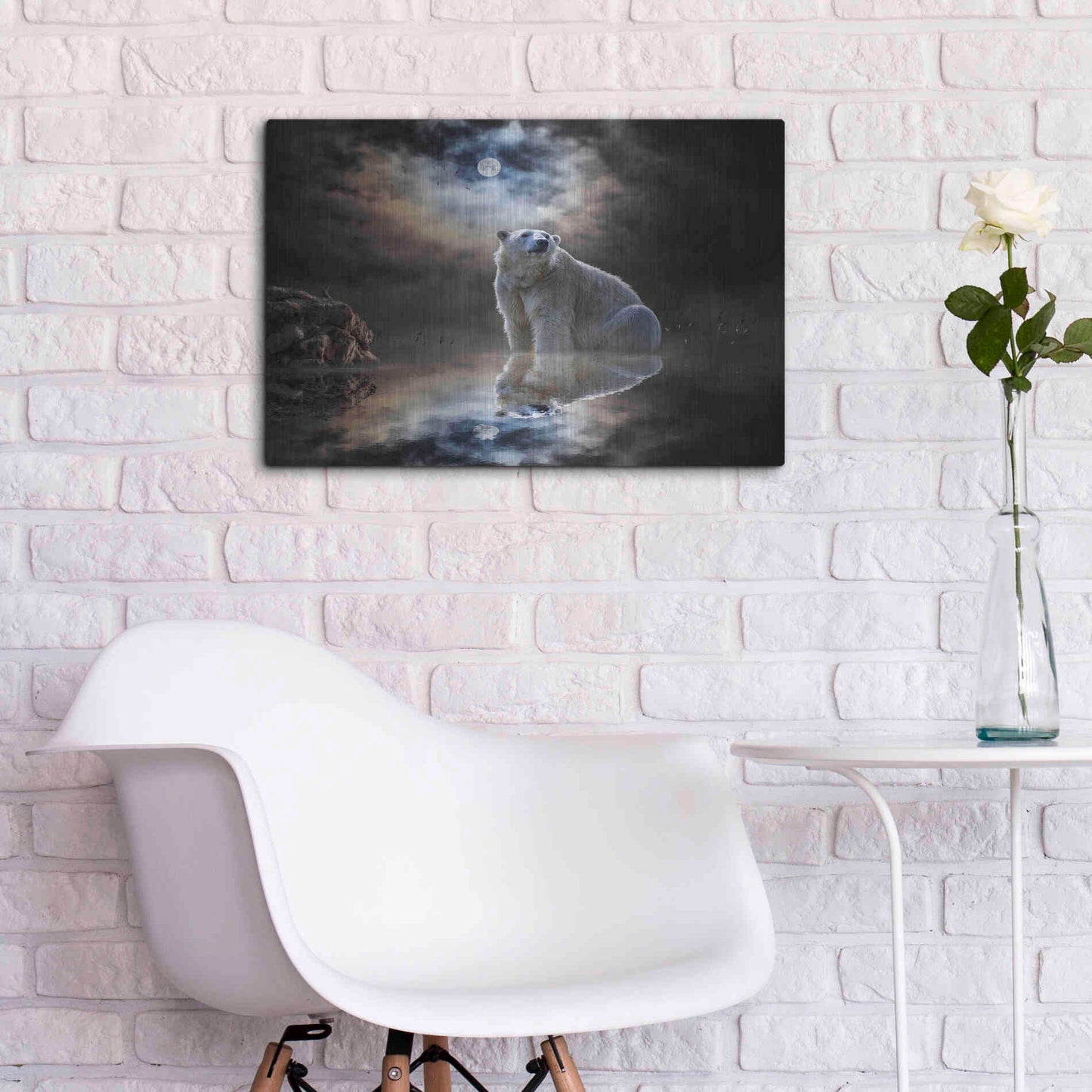 Luxe Metal Art 'Polar Bear Reflections' by Alan, Metal Wall Art,24x16