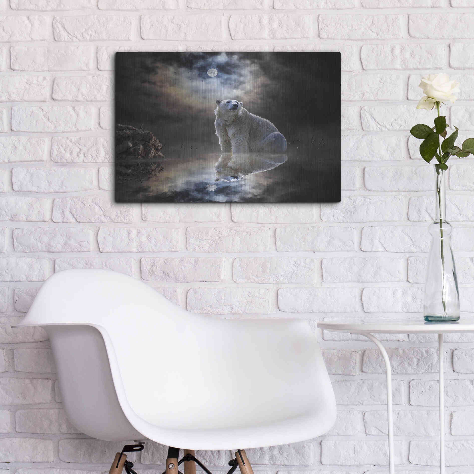 Luxe Metal Art 'Polar Bear Reflections' by Alan, Metal Wall Art,24x16