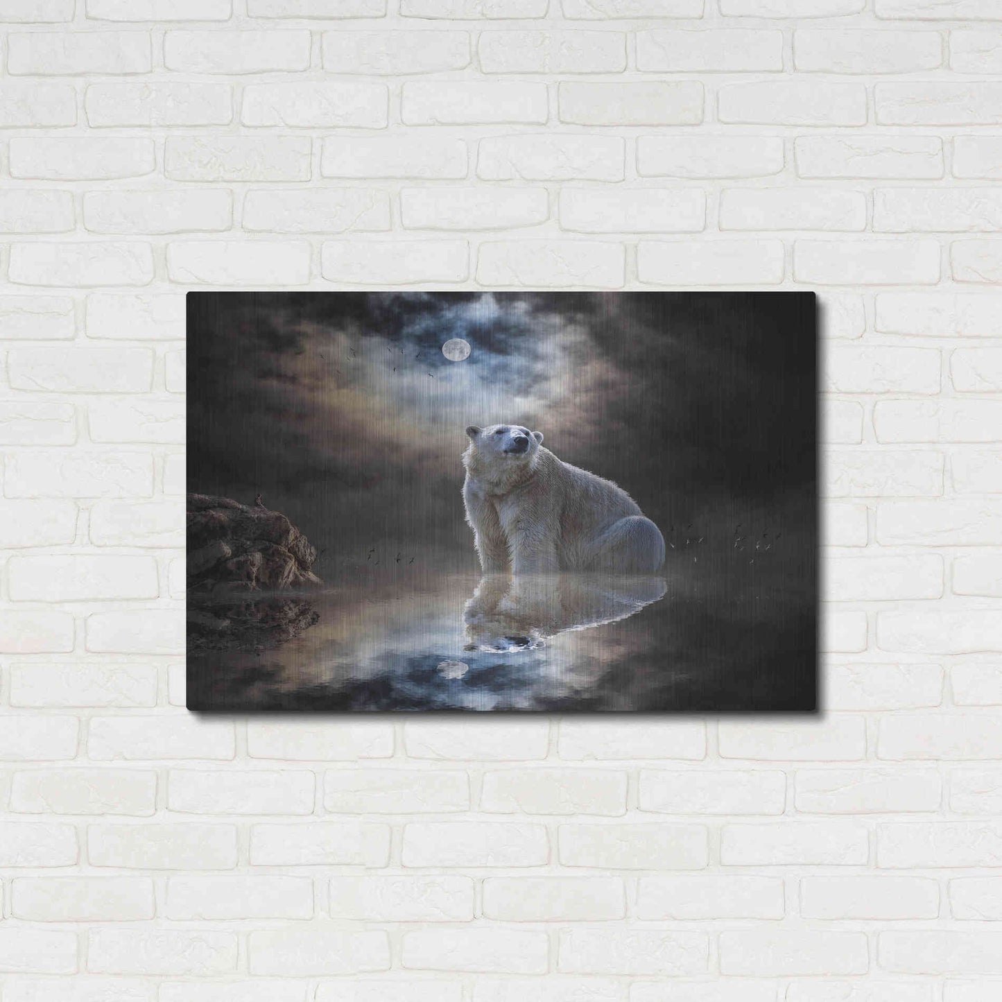 Luxe Metal Art 'Polar Bear Reflections' by Alan, Metal Wall Art,36x24