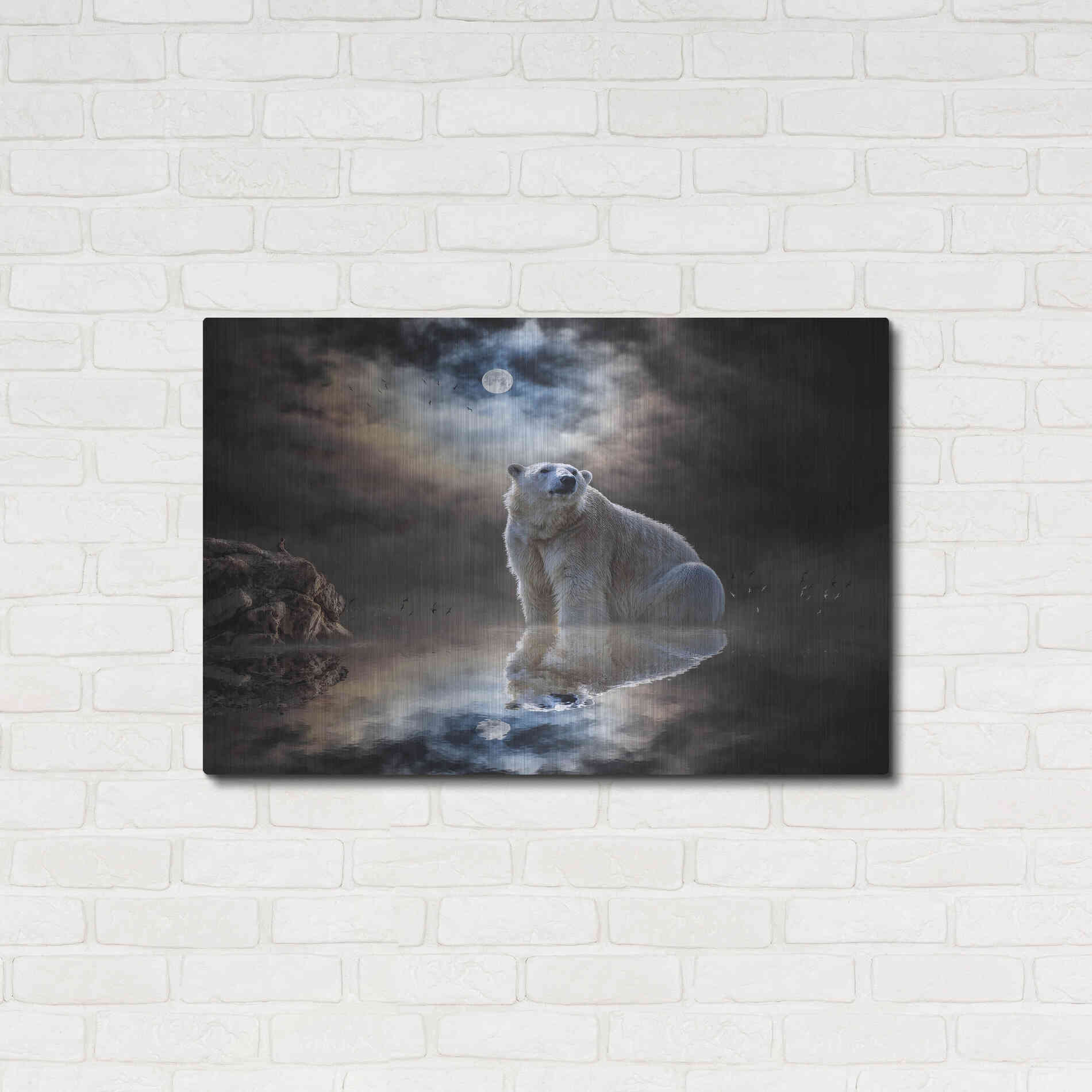 Luxe Metal Art 'Polar Bear Reflections' by Alan, Metal Wall Art,36x24