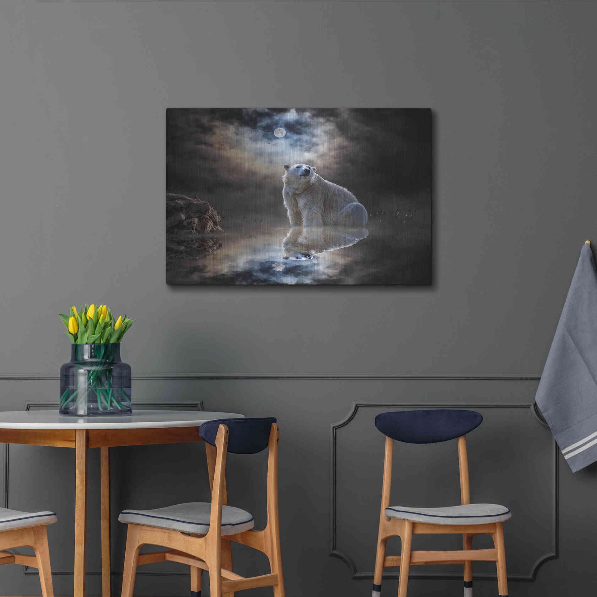 Luxe Metal Art 'Polar Bear Reflections' by Alan, Metal Wall Art,36x24