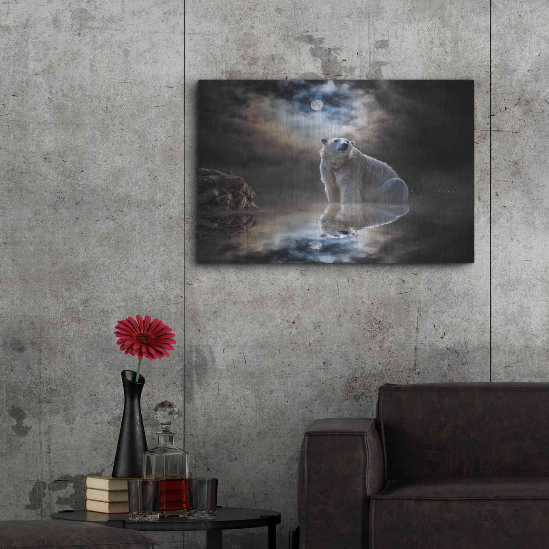Luxe Metal Art 'Polar Bear Reflections' by Alan, Metal Wall Art,36x24