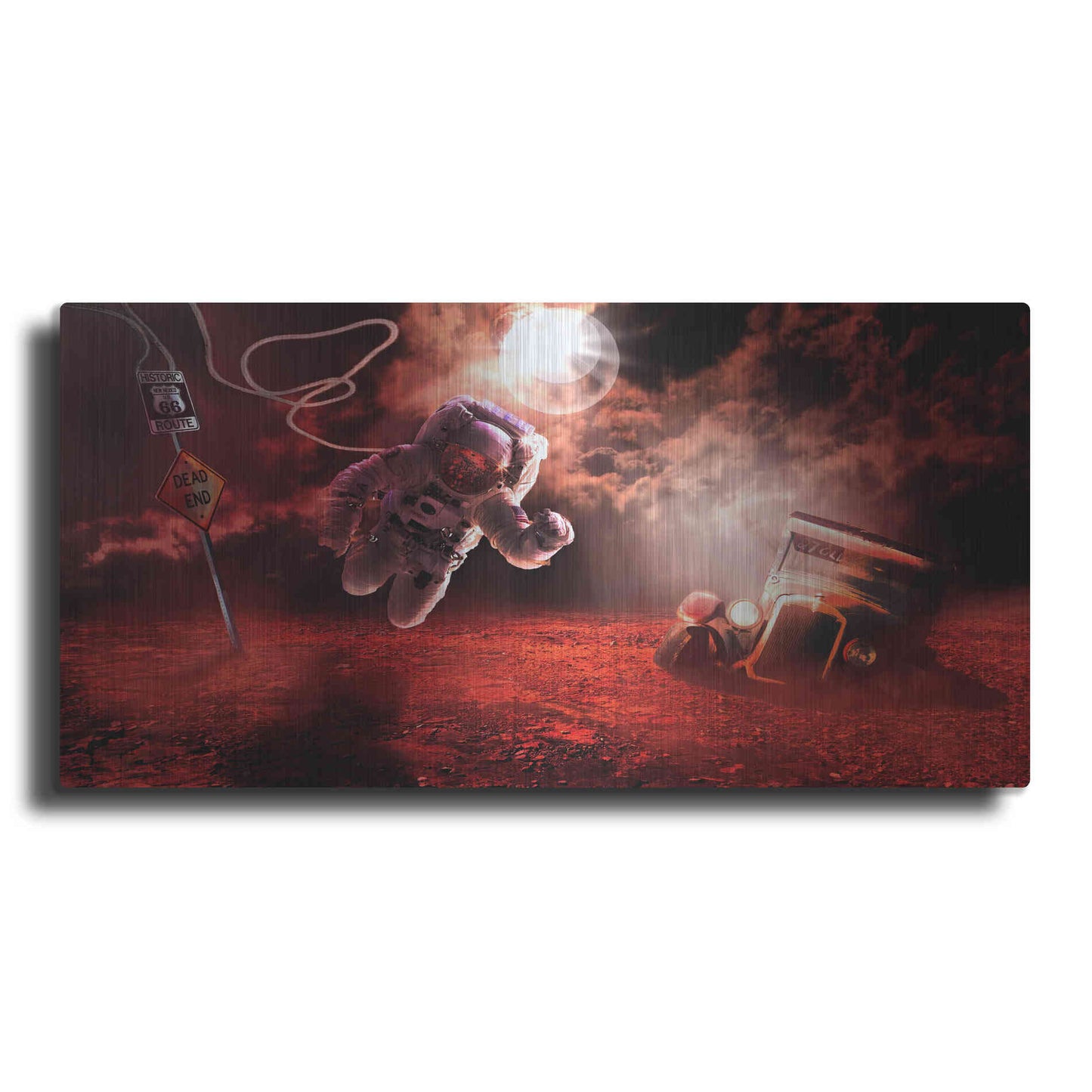 Luxe Metal Art 'Space Kicks on Route 66' by Alan, Metal Wall Art