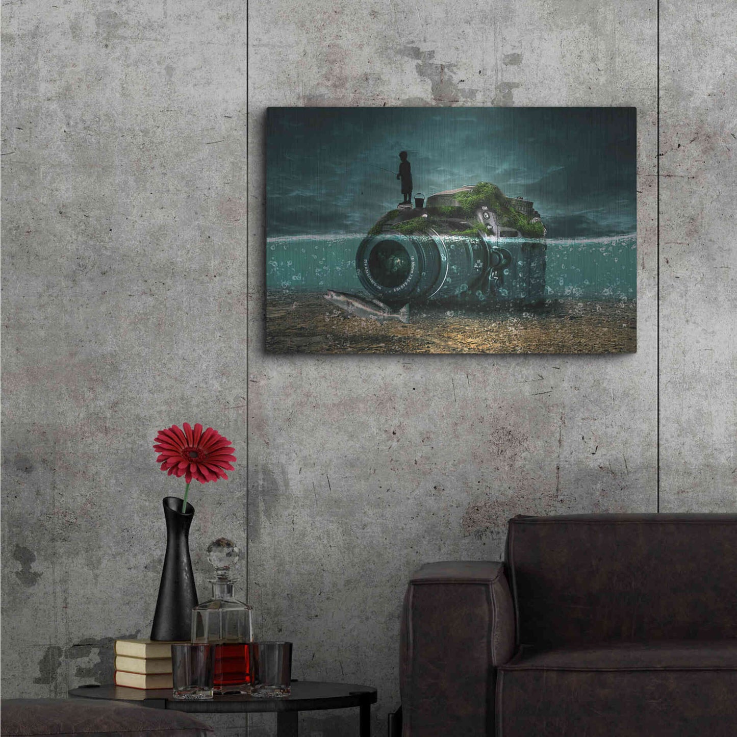 Luxe Metal Art 'Capturing Fish' by Alan, Metal Wall Art,36x24