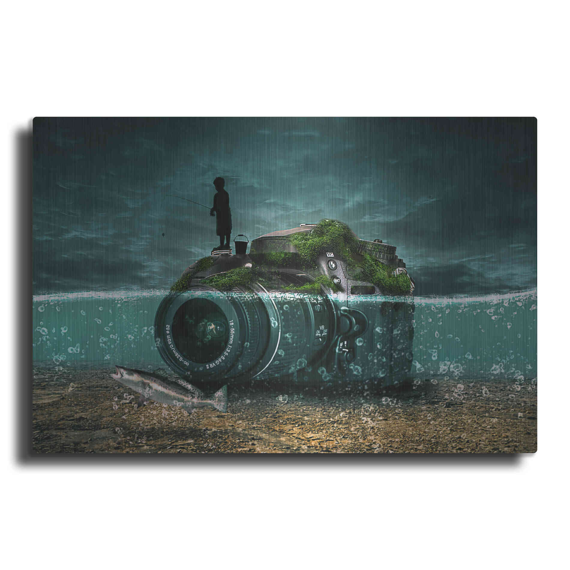 Luxe Metal Art 'Capturing Fish' by Alan, Metal Wall Art