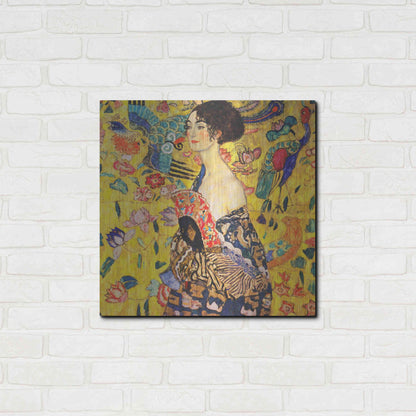 Luxe Metal Art 'Woman with Fan' by Gustav Klimt, Metal Wall Art,24x24