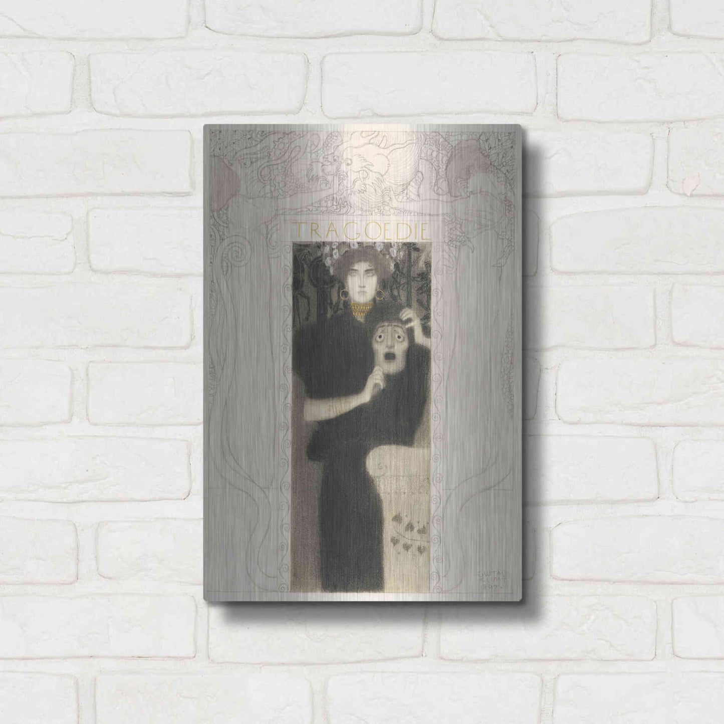 Luxe Metal Art 'Tragodie' by Gustav Klimt, Metal Wall Art,12x16