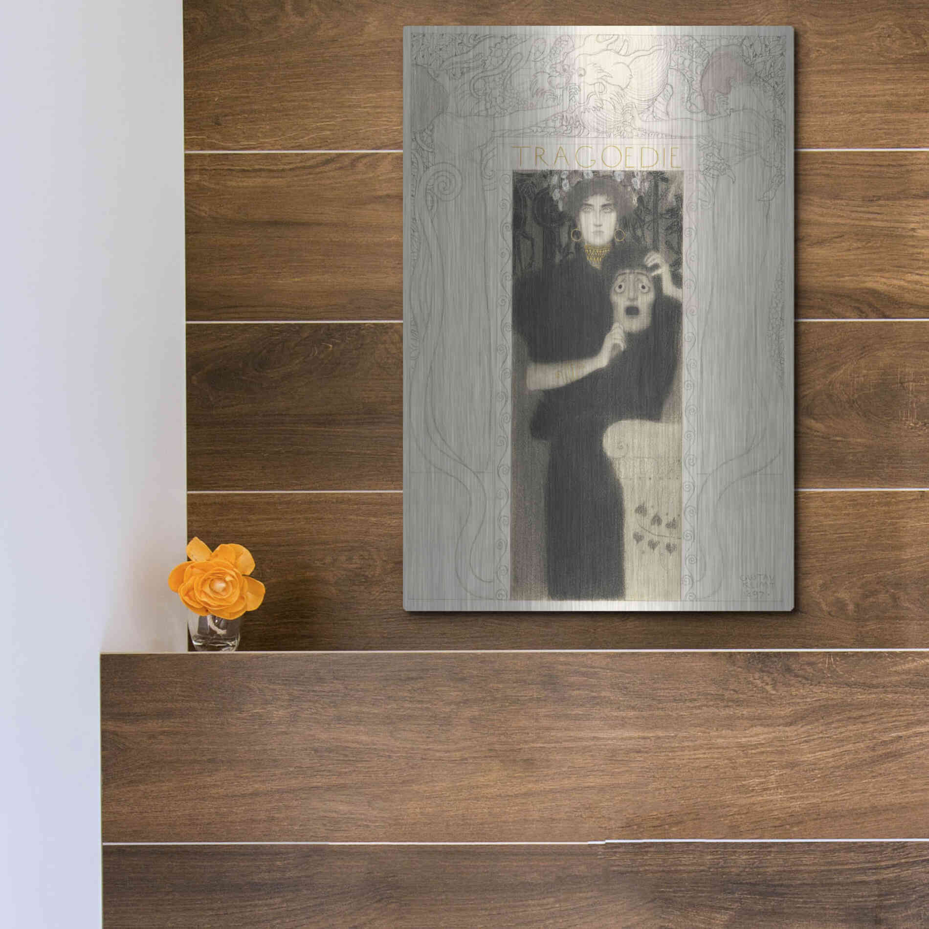 Luxe Metal Art 'Tragodie' by Gustav Klimt, Metal Wall Art,12x16