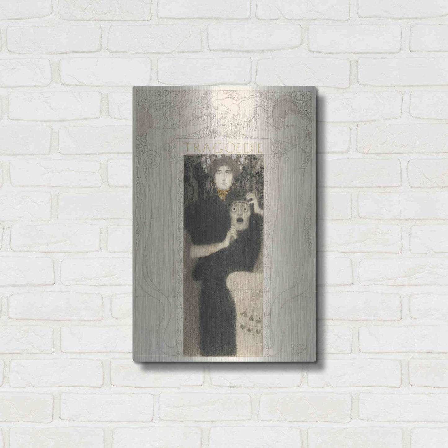 Luxe Metal Art 'Tragodie' by Gustav Klimt, Metal Wall Art,16x24