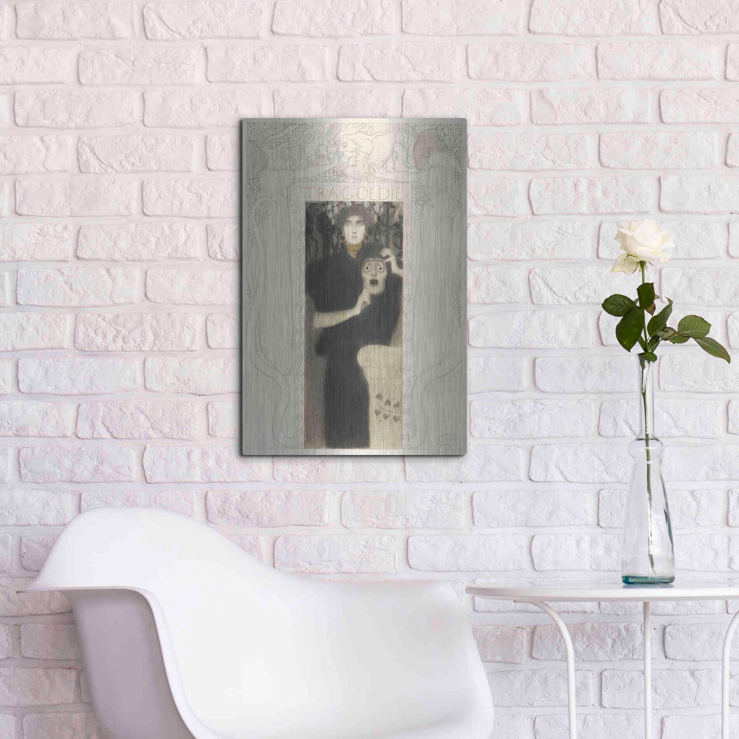 Luxe Metal Art 'Tragodie' by Gustav Klimt, Metal Wall Art,16x24