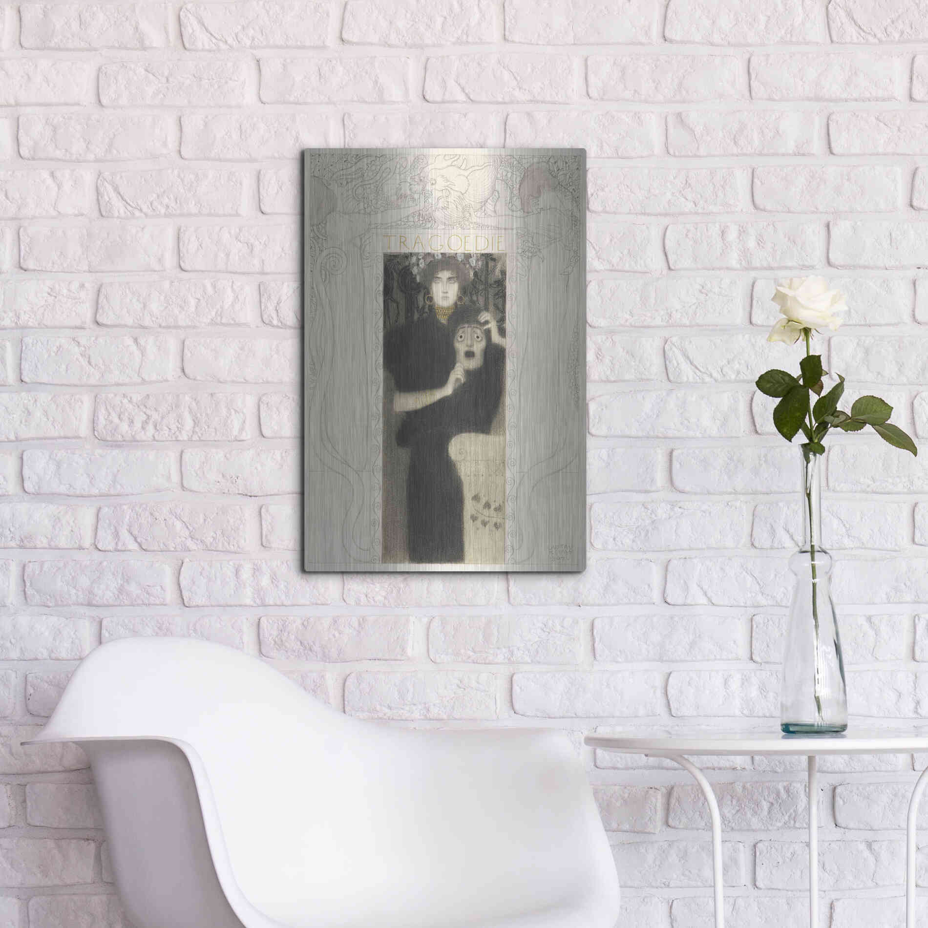 Luxe Metal Art 'Tragodie' by Gustav Klimt, Metal Wall Art,16x24