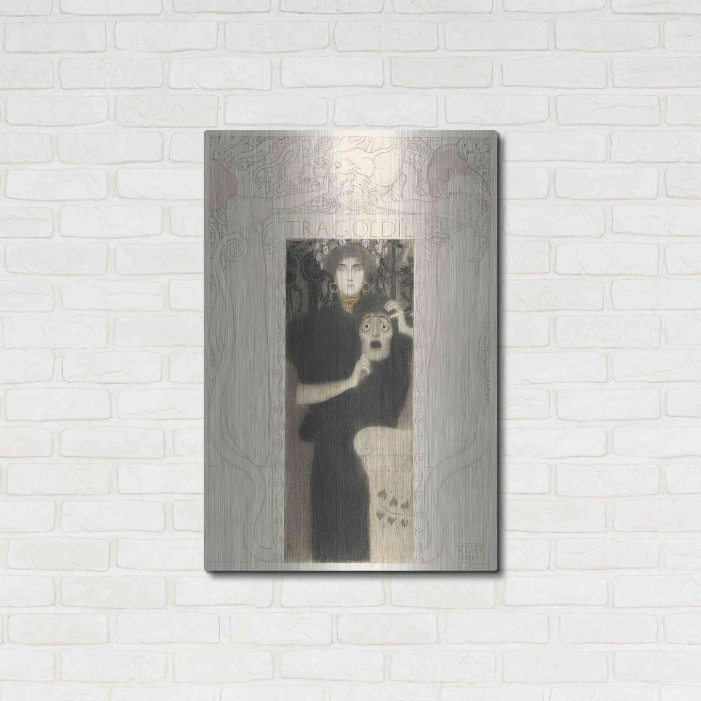 Luxe Metal Art 'Tragodie' by Gustav Klimt, Metal Wall Art,24x36
