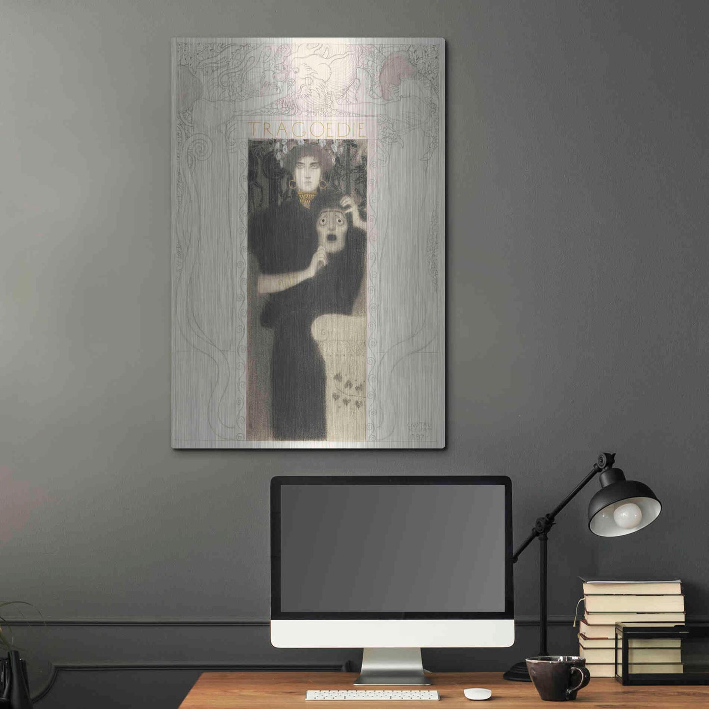 Luxe Metal Art 'Tragodie' by Gustav Klimt, Metal Wall Art,24x36