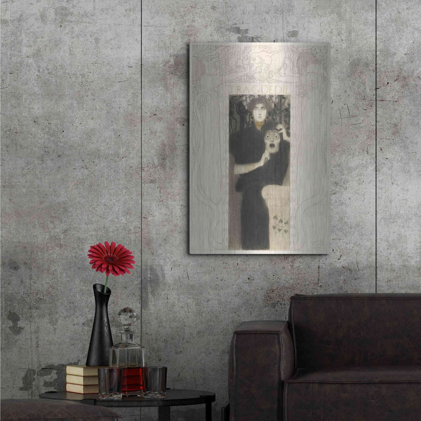Luxe Metal Art 'Tragodie' by Gustav Klimt, Metal Wall Art,24x36