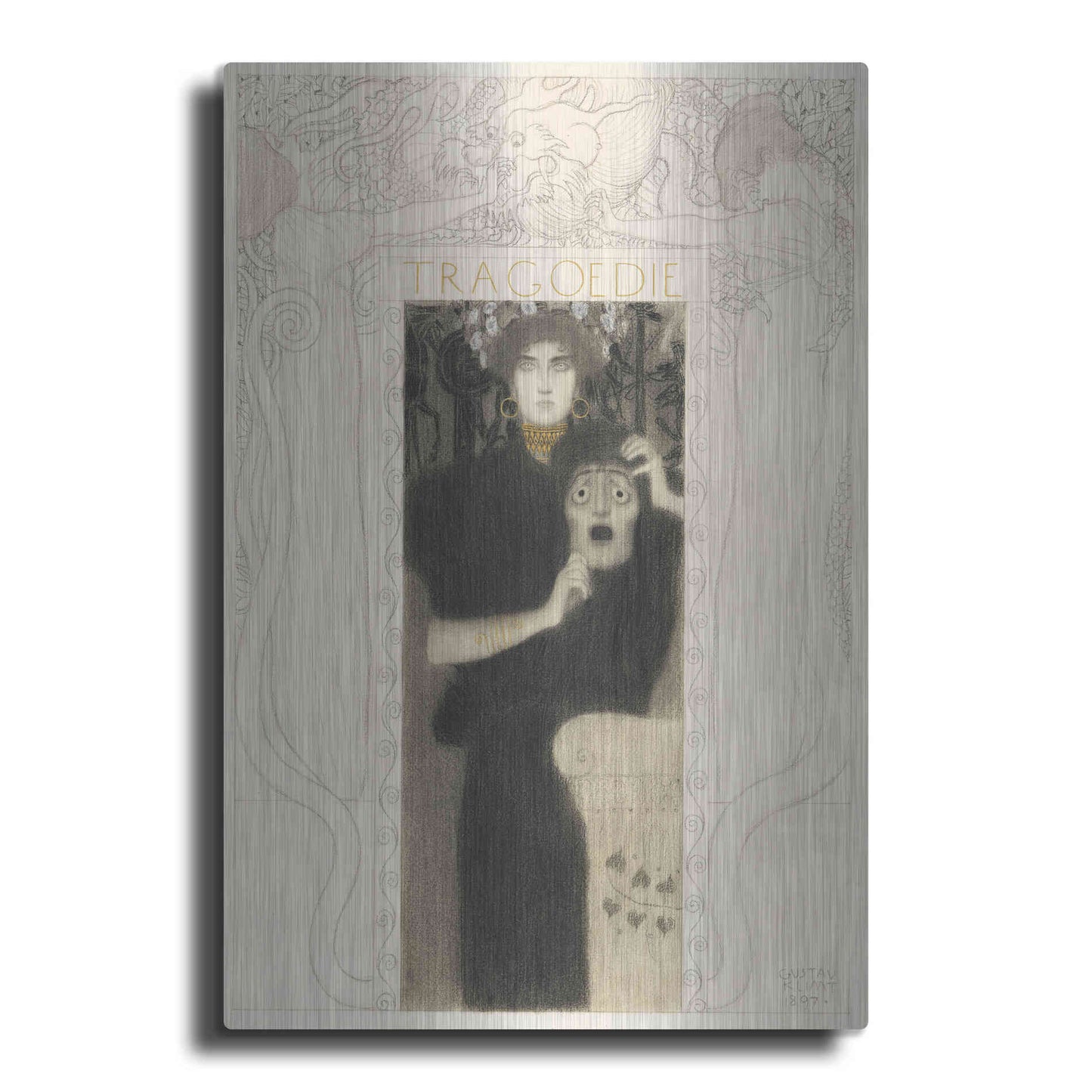 Luxe Metal Art 'Tragodie' by Gustav Klimt, Metal Wall Art