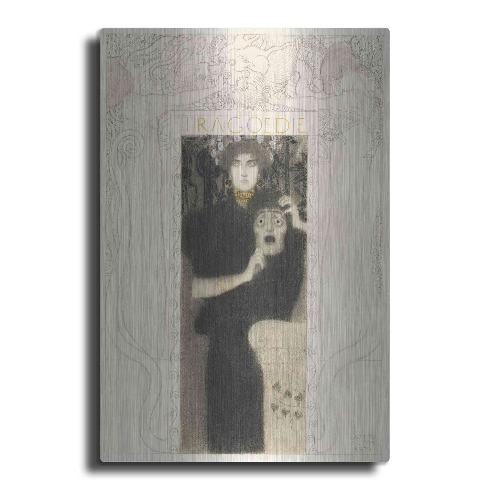 Luxe Metal Art 'Tragodie' by Gustav Klimt, Metal Wall Art