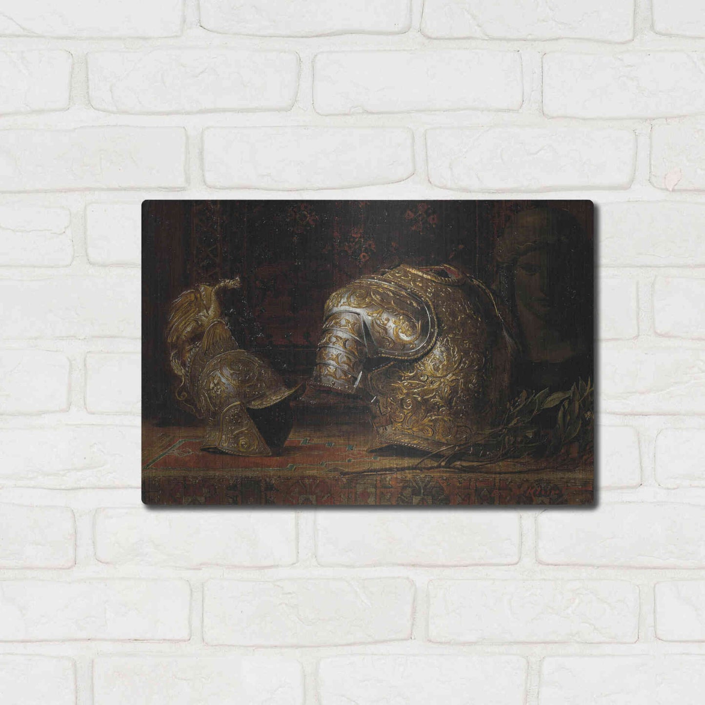 Luxe Metal Art 'Still Life with Armor' by Gustav Klimt, Metal Wall Art,16x12