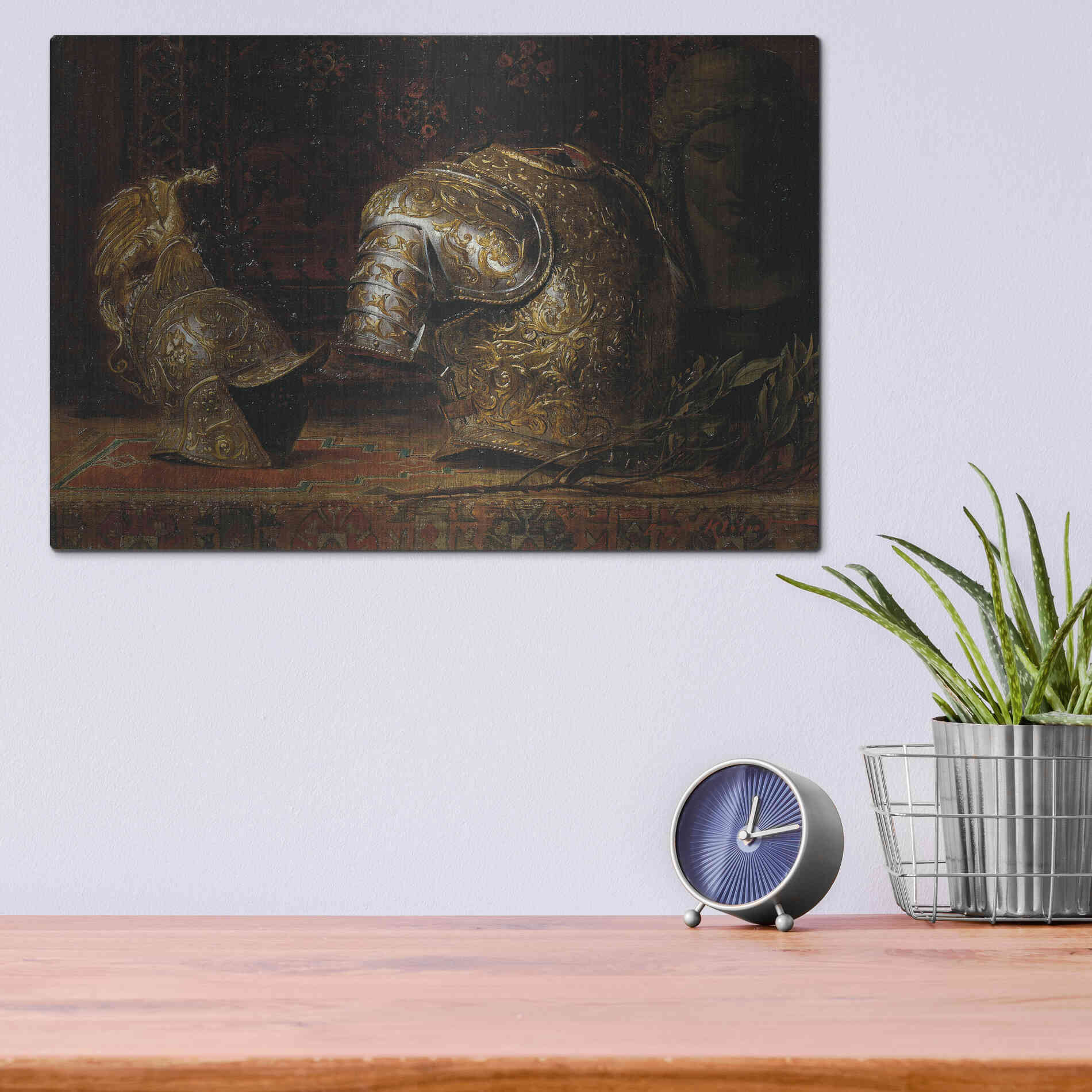 Luxe Metal Art 'Still Life with Armor' by Gustav Klimt, Metal Wall Art,16x12