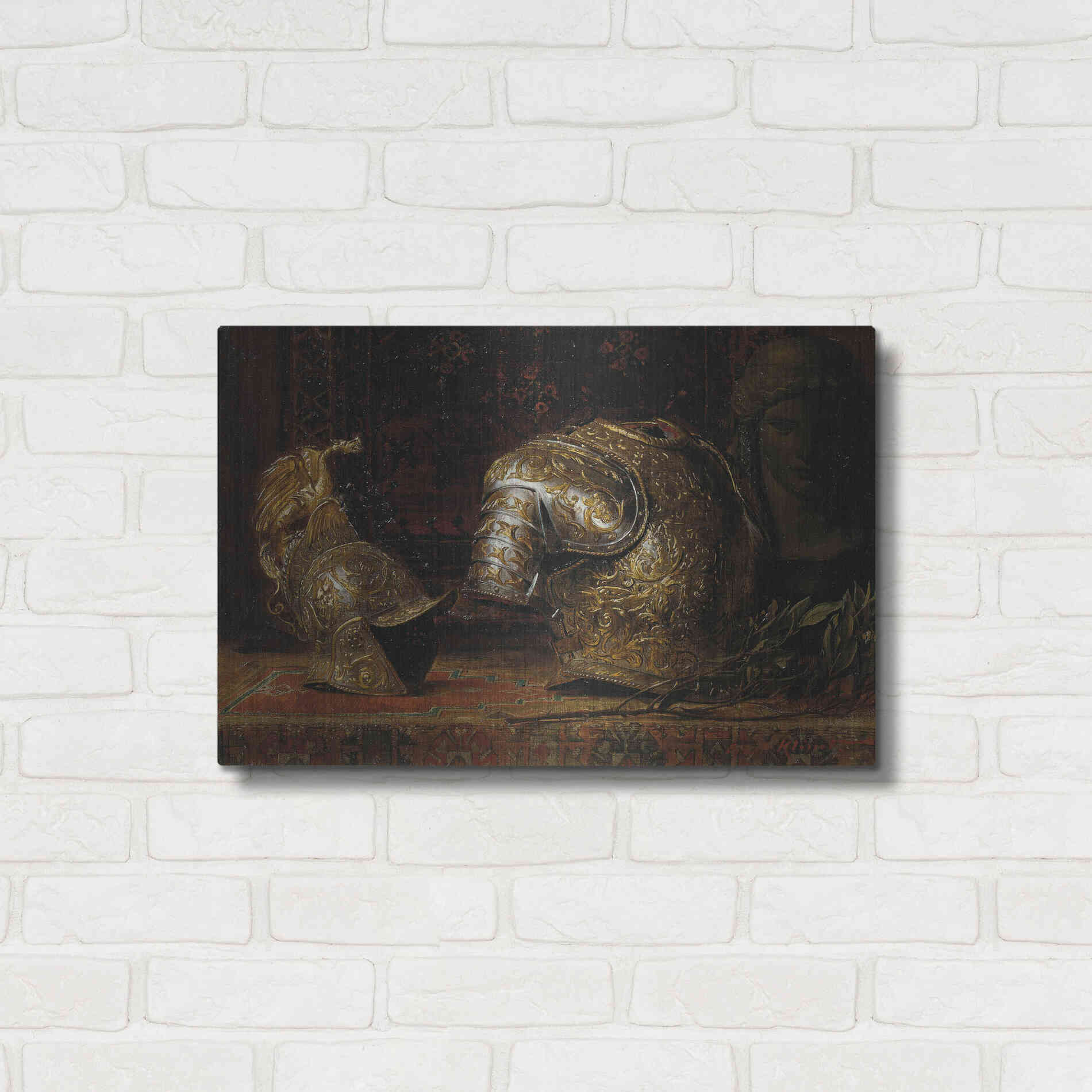 Luxe Metal Art 'Still Life with Armor' by Gustav Klimt, Metal Wall Art,24x16