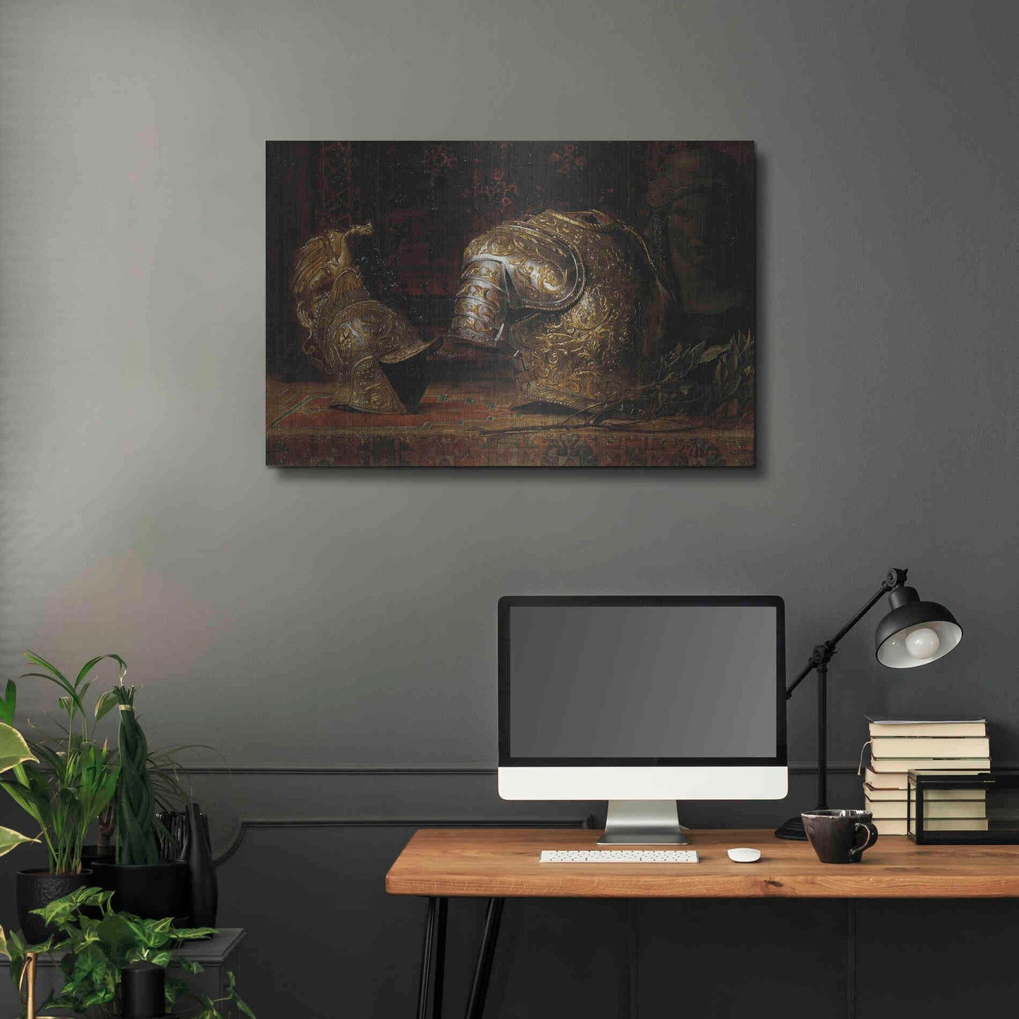 Luxe Metal Art 'Still Life with Armor' by Gustav Klimt, Metal Wall Art,36x24