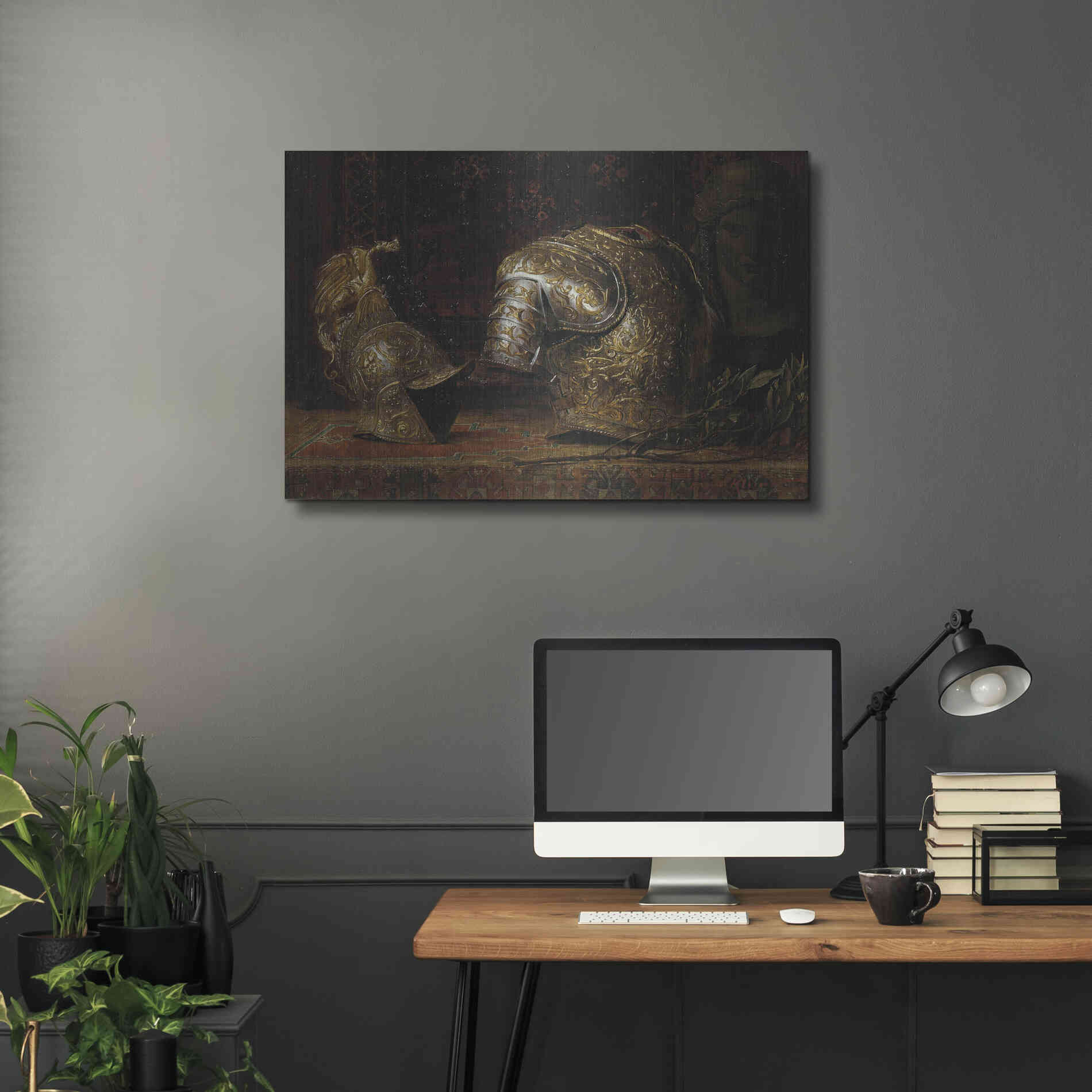 Luxe Metal Art 'Still Life with Armor' by Gustav Klimt, Metal Wall Art,36x24