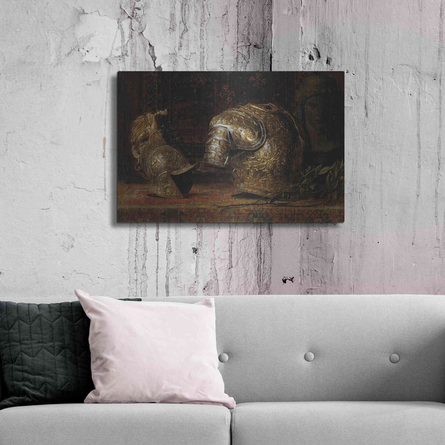 Luxe Metal Art 'Still Life with Armor' by Gustav Klimt, Metal Wall Art,36x24