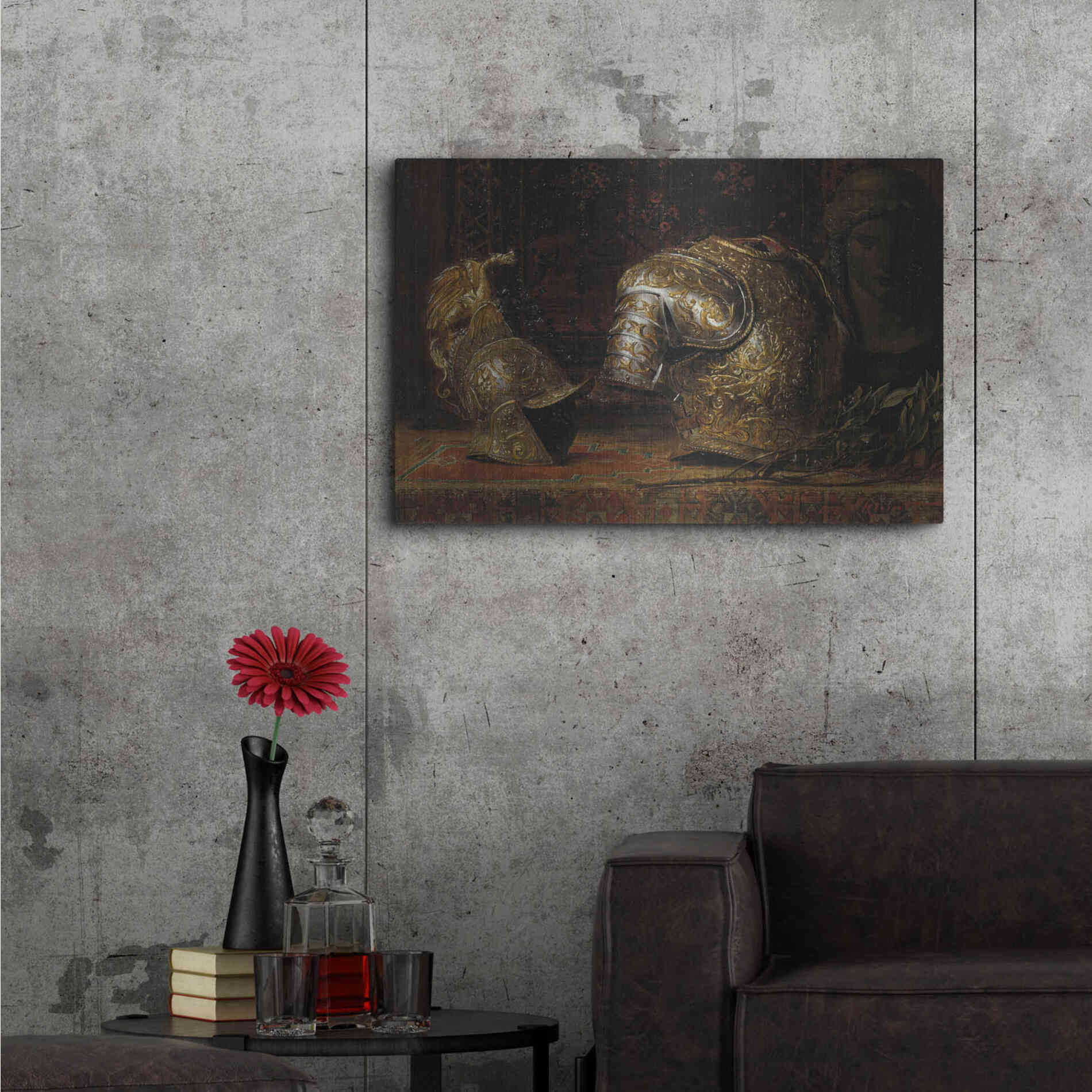 Luxe Metal Art 'Still Life with Armor' by Gustav Klimt, Metal Wall Art,36x24