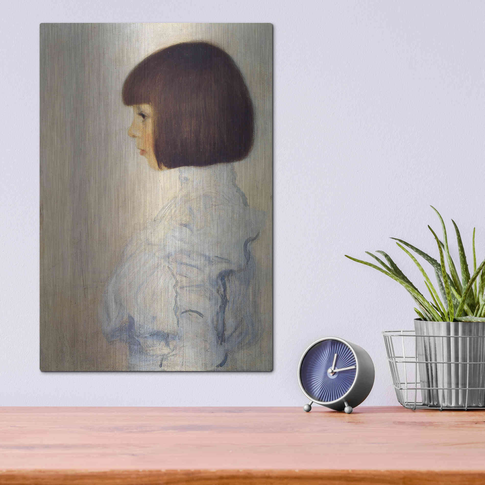 Luxe Metal Art 'Portrait of Helene' by Gustav Klimt, Metal Wall Art,12x16