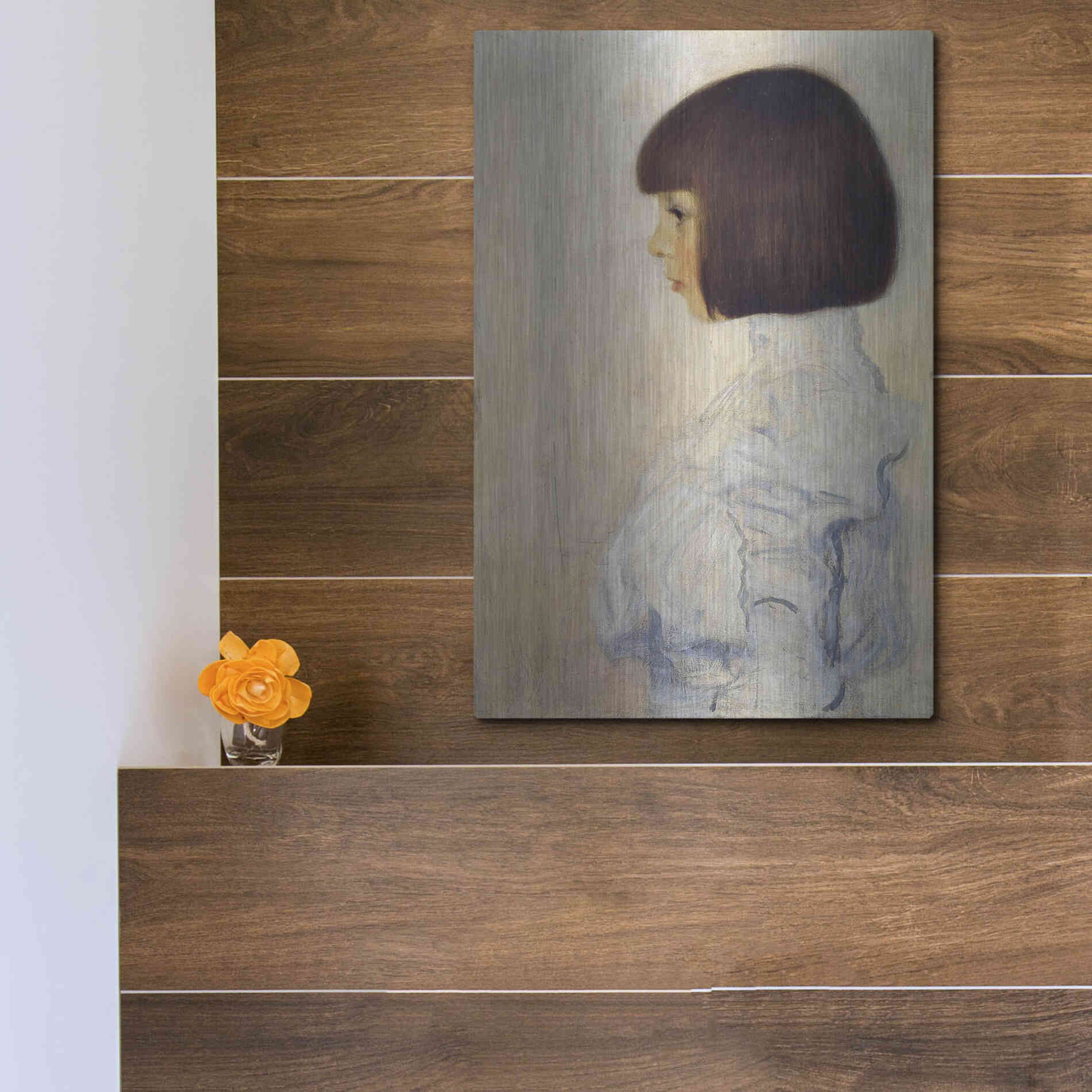 Luxe Metal Art 'Portrait of Helene' by Gustav Klimt, Metal Wall Art,12x16