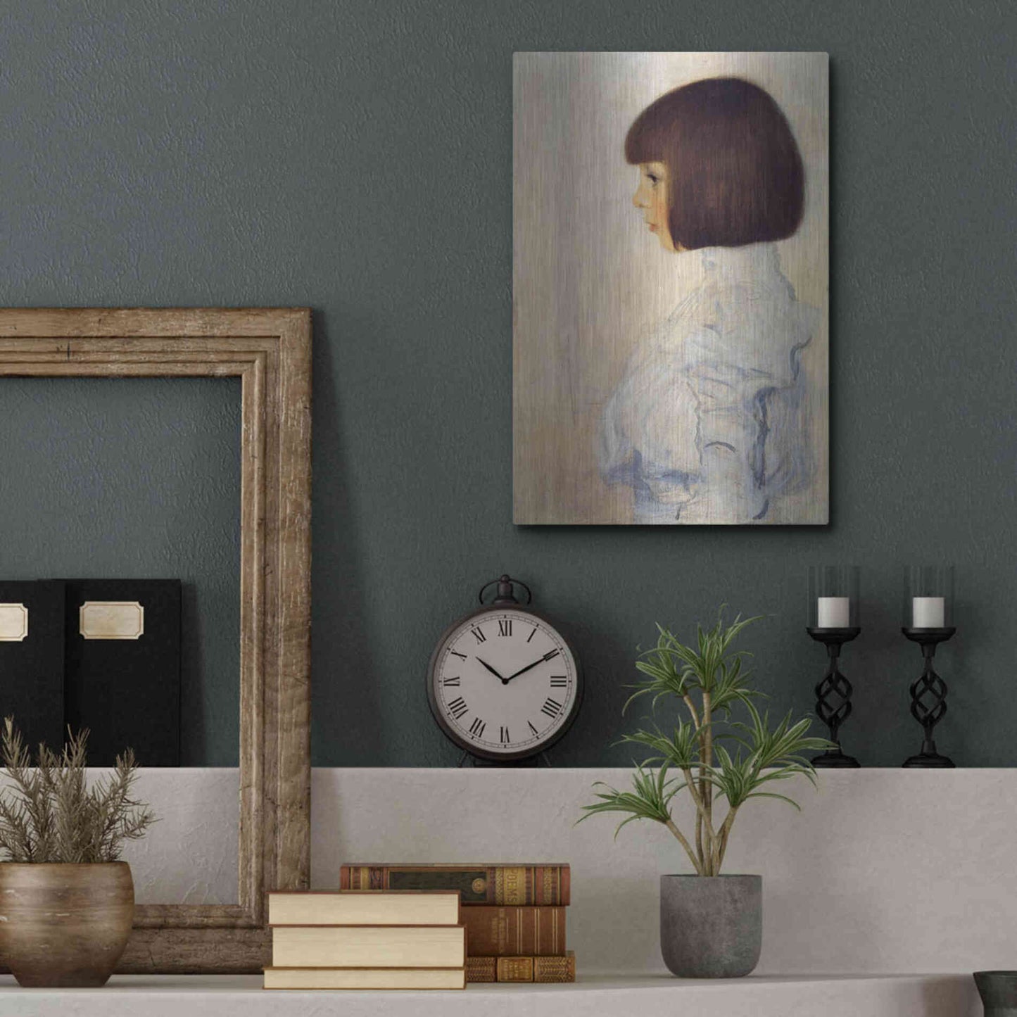 Luxe Metal Art 'Portrait of Helene' by Gustav Klimt, Metal Wall Art,12x16