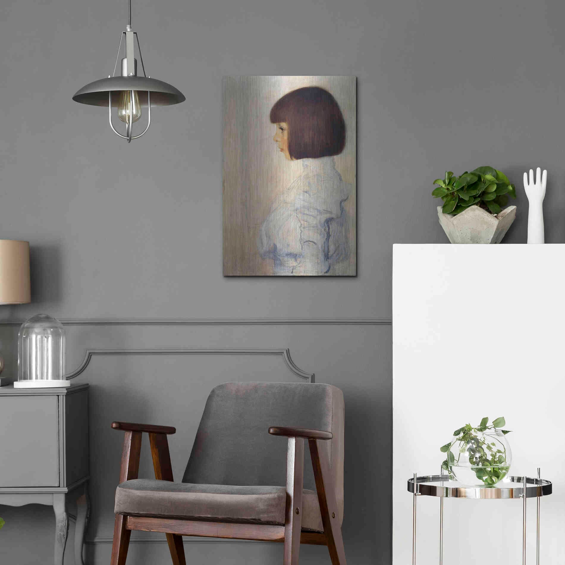 Luxe Metal Art 'Portrait of Helene' by Gustav Klimt, Metal Wall Art,16x24