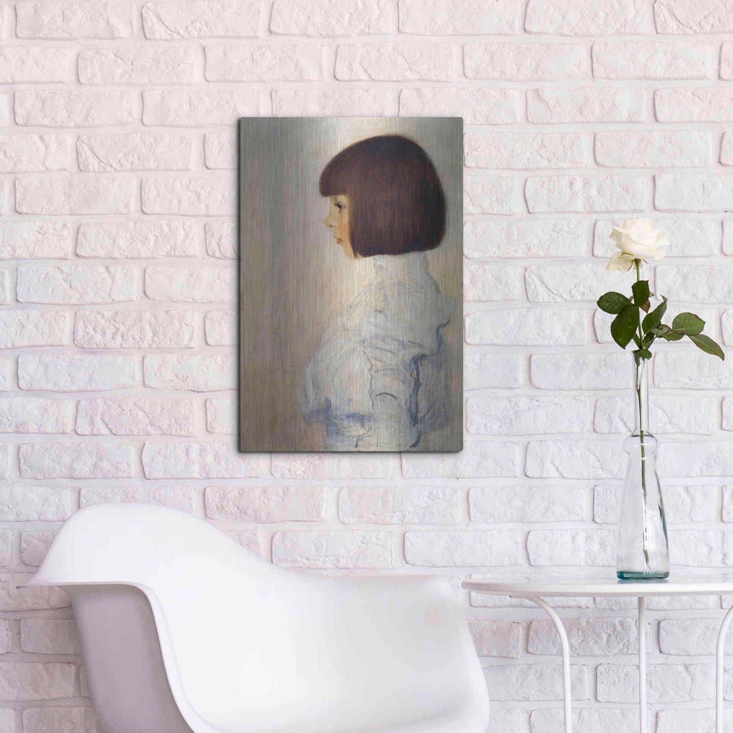 Luxe Metal Art 'Portrait of Helene' by Gustav Klimt, Metal Wall Art,16x24