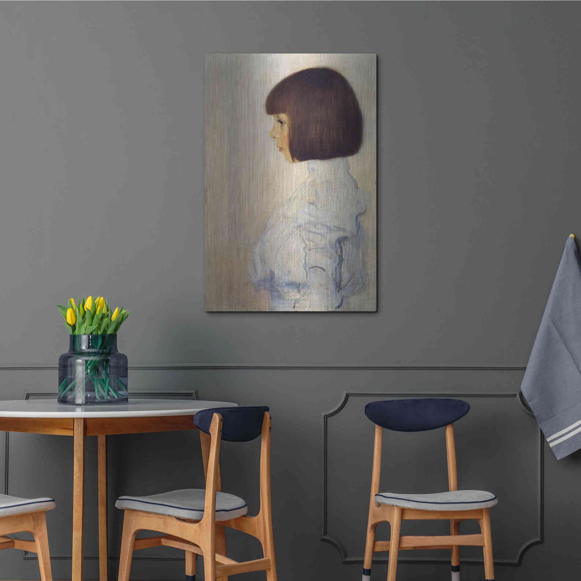 Luxe Metal Art 'Portrait of Helene' by Gustav Klimt, Metal Wall Art,24x36