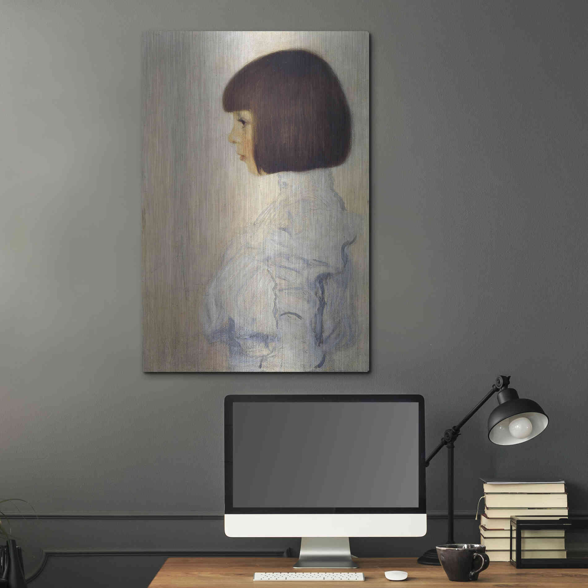 Luxe Metal Art 'Portrait of Helene' by Gustav Klimt, Metal Wall Art,24x36