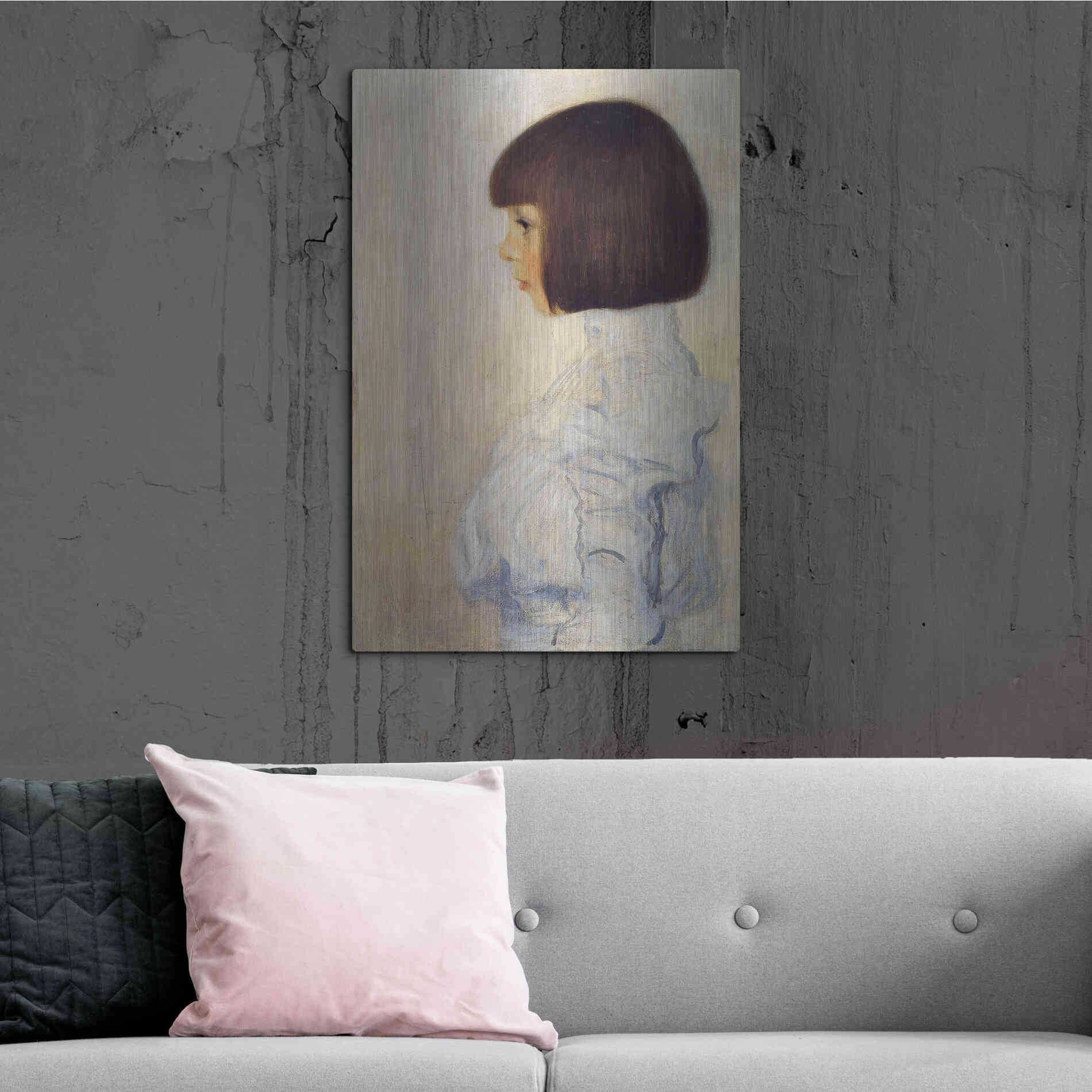 Luxe Metal Art 'Portrait of Helene' by Gustav Klimt, Metal Wall Art,24x36