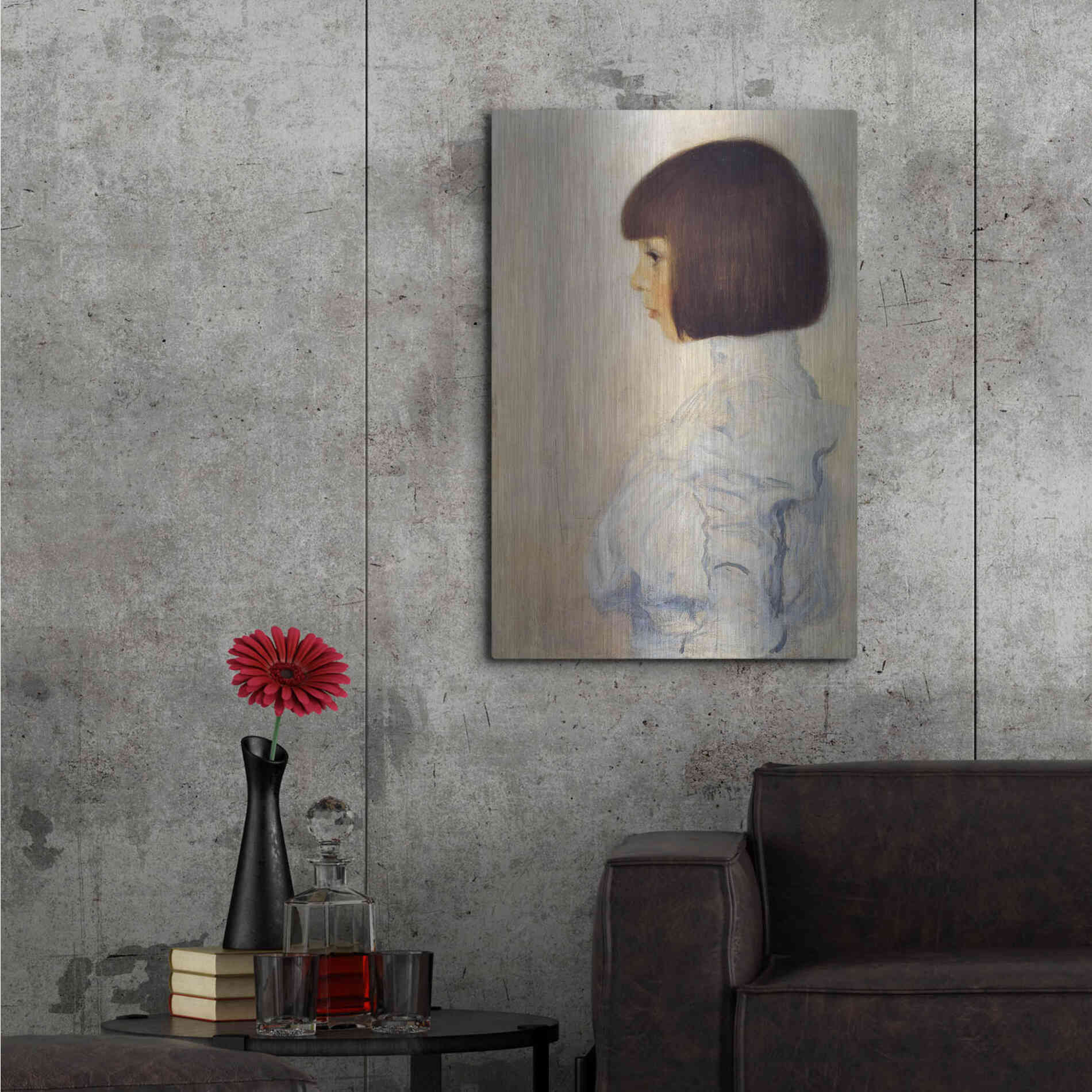 Luxe Metal Art 'Portrait of Helene' by Gustav Klimt, Metal Wall Art,24x36