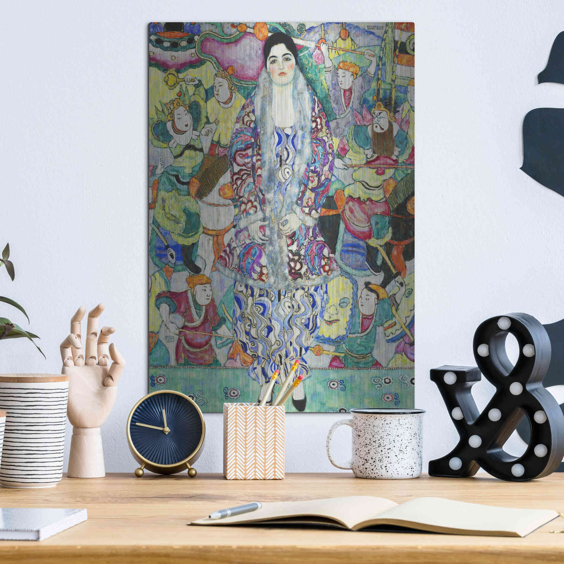 Luxe Metal Art 'Portrait of Friederike Maria Beer' by Gustav Klimt, Metal Wall Art,12x16