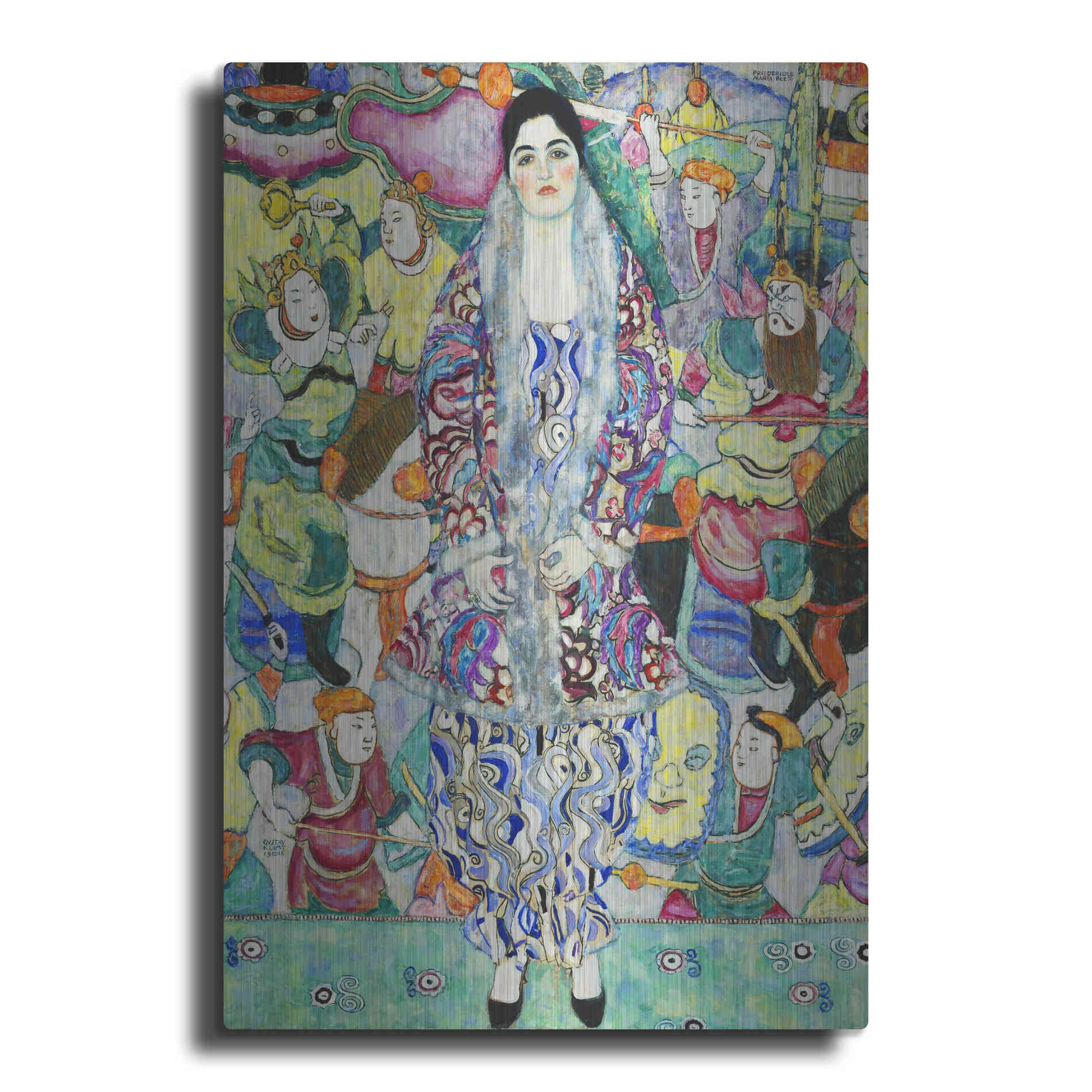 Luxe Metal Art 'Portrait of Friederike Maria Beer' by Gustav Klimt, Metal Wall Art