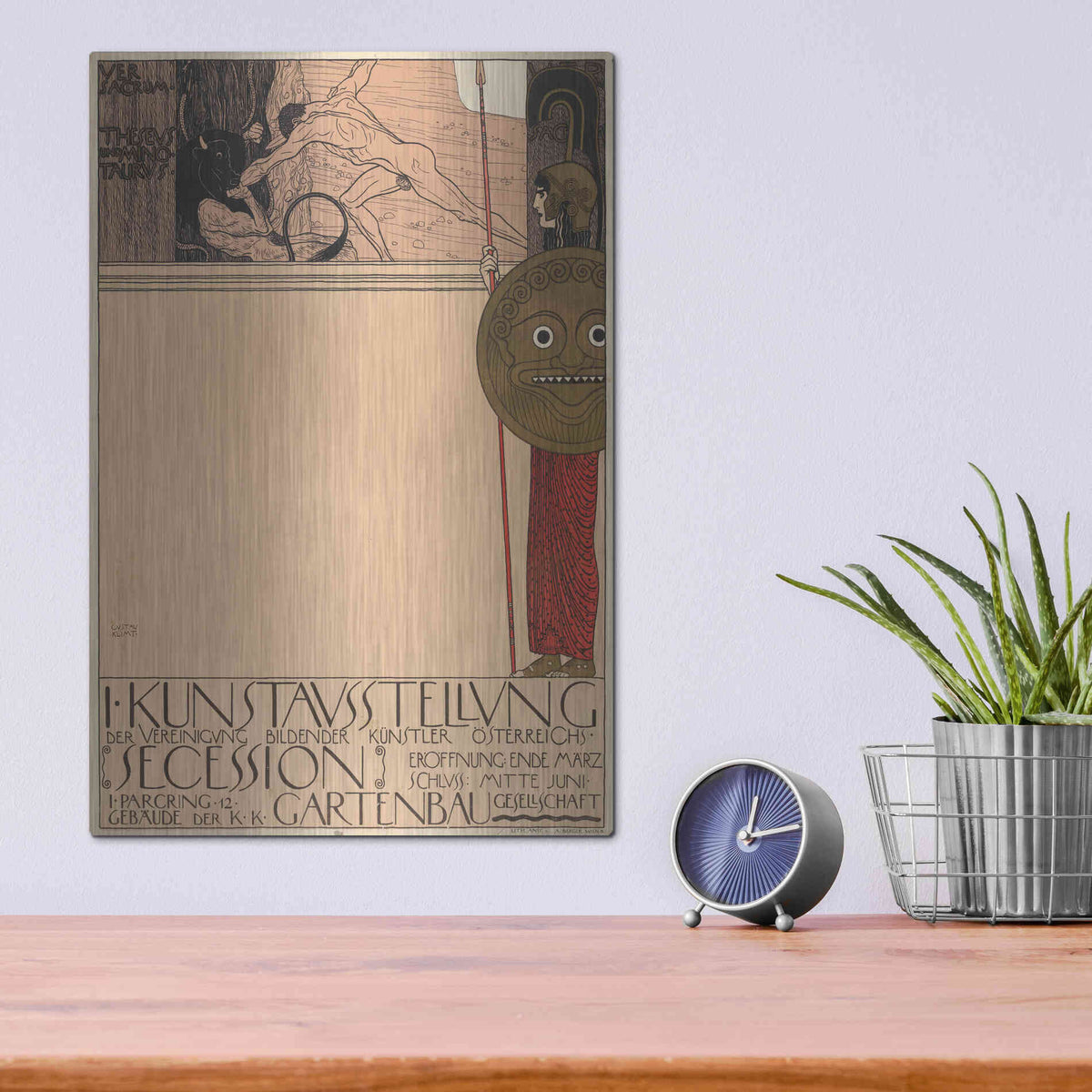 Luxe Metal Art 'Plakat der 1. Ausstellung der Secession' by Gustav Klimt, Metal Wall Art,12x16