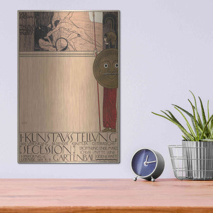 Luxe Metal Art 'Plakat der 1. Ausstellung der Secession' by Gustav Klimt, Metal Wall Art,12x16